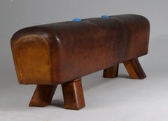 1930s Leather Gym Pommel Horse Bench