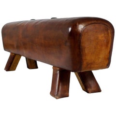 1930s Leather Gym Pommel Horse Bench