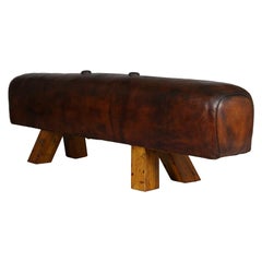 Vintage 1930s Leather Gym Pommel Horse Bench