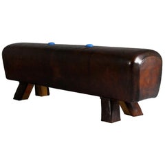 1930s Leather Gym Pommel Horse Bench