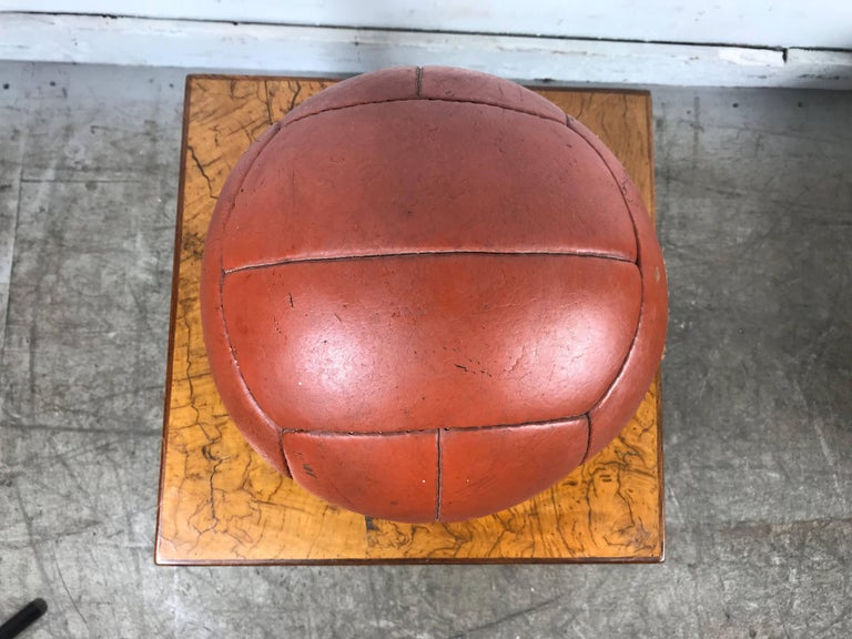 American 1930s Leather Medicine Ball, Nice Color and Patina For Sale