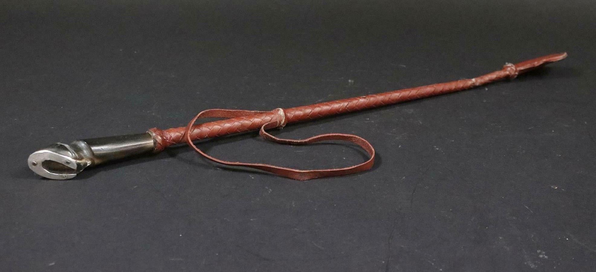 1930s Leather Riding Crop with Horn Hoof Handle vintage England 3