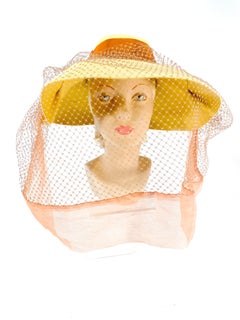 1930s Lemon Yellow Afternoon Hat with Full Veil