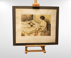 1930s Lesbian Couple Semi Nude, Colour Lithograph on Paper 55/100 Artist Signed
