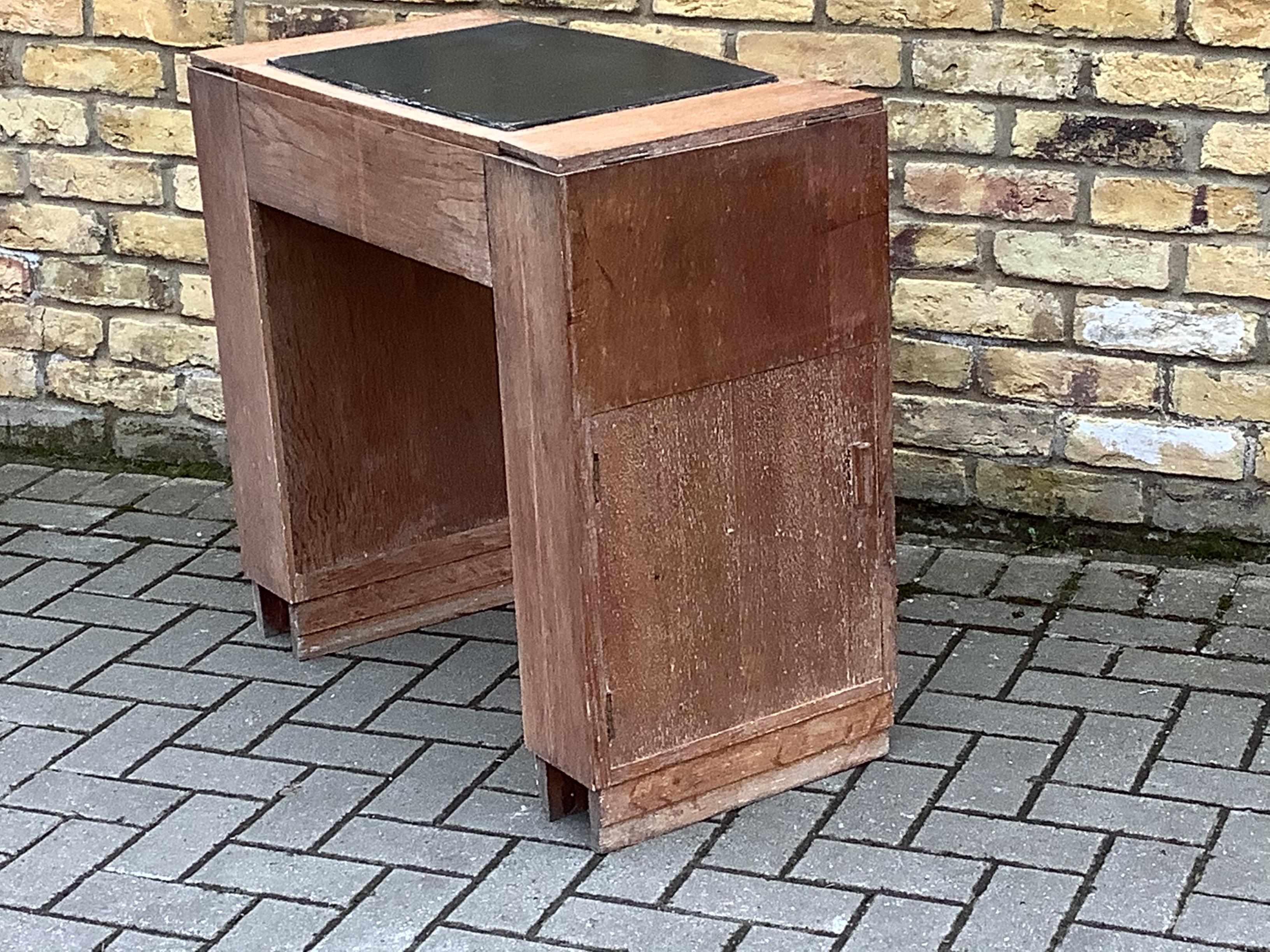 British 1930s Limed Oak Deco Writing Desk