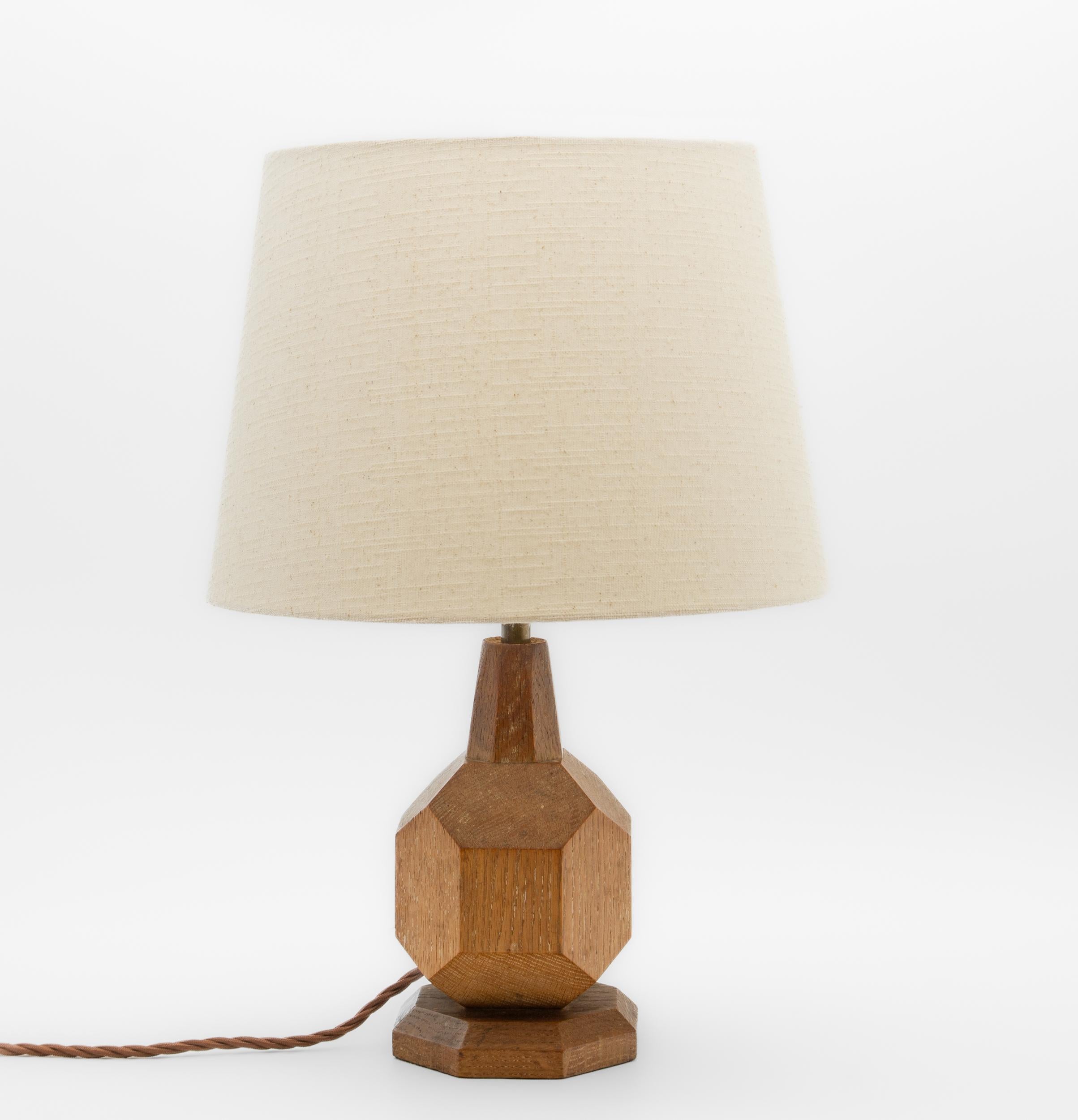 Art Deco 1930's Limed Oak Geometric Form Table Lamp Attributed To Heals