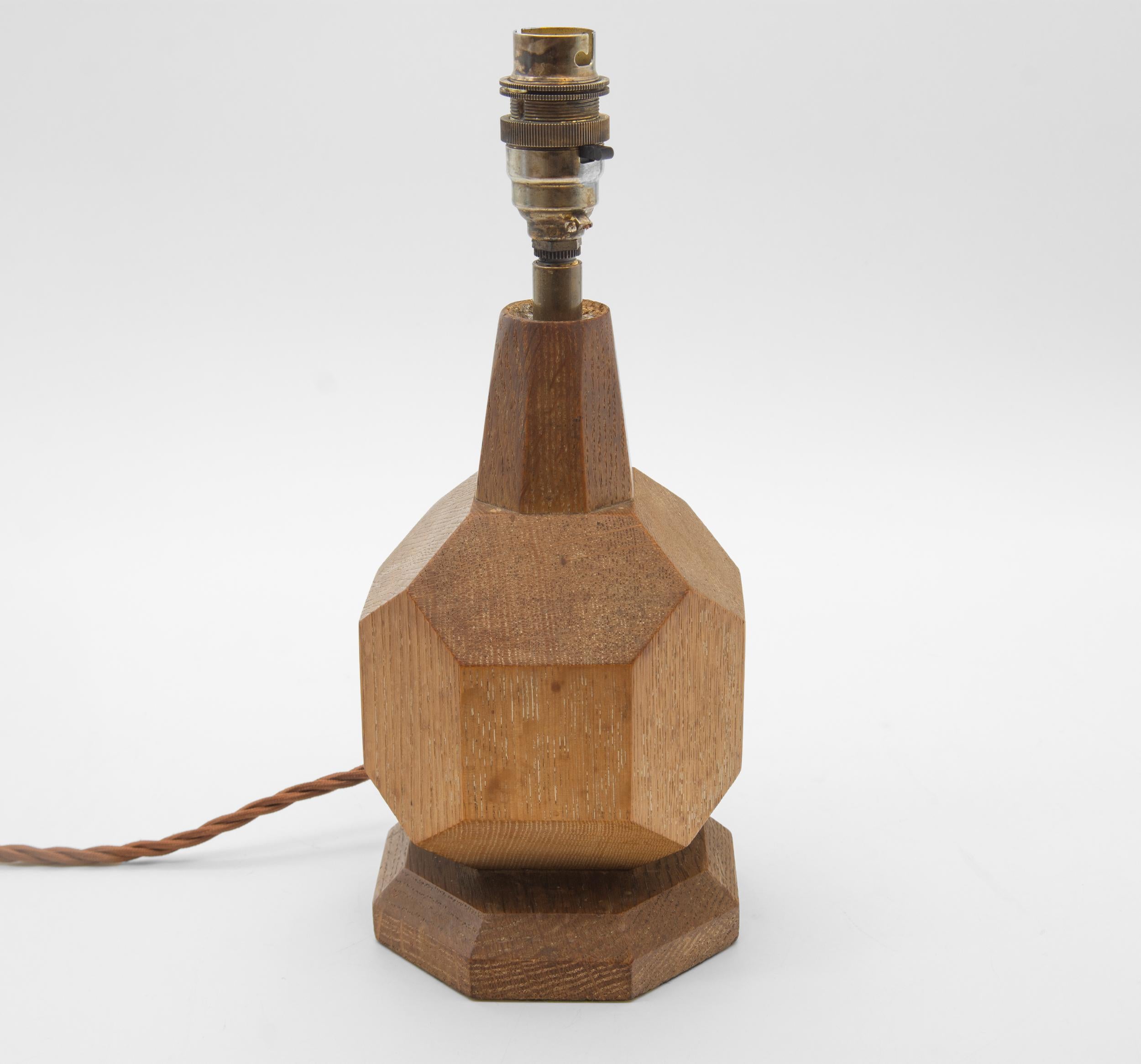1930's Limed Oak Geometric Form Table Lamp Attributed To Heals In Good Condition In Norwich, GB