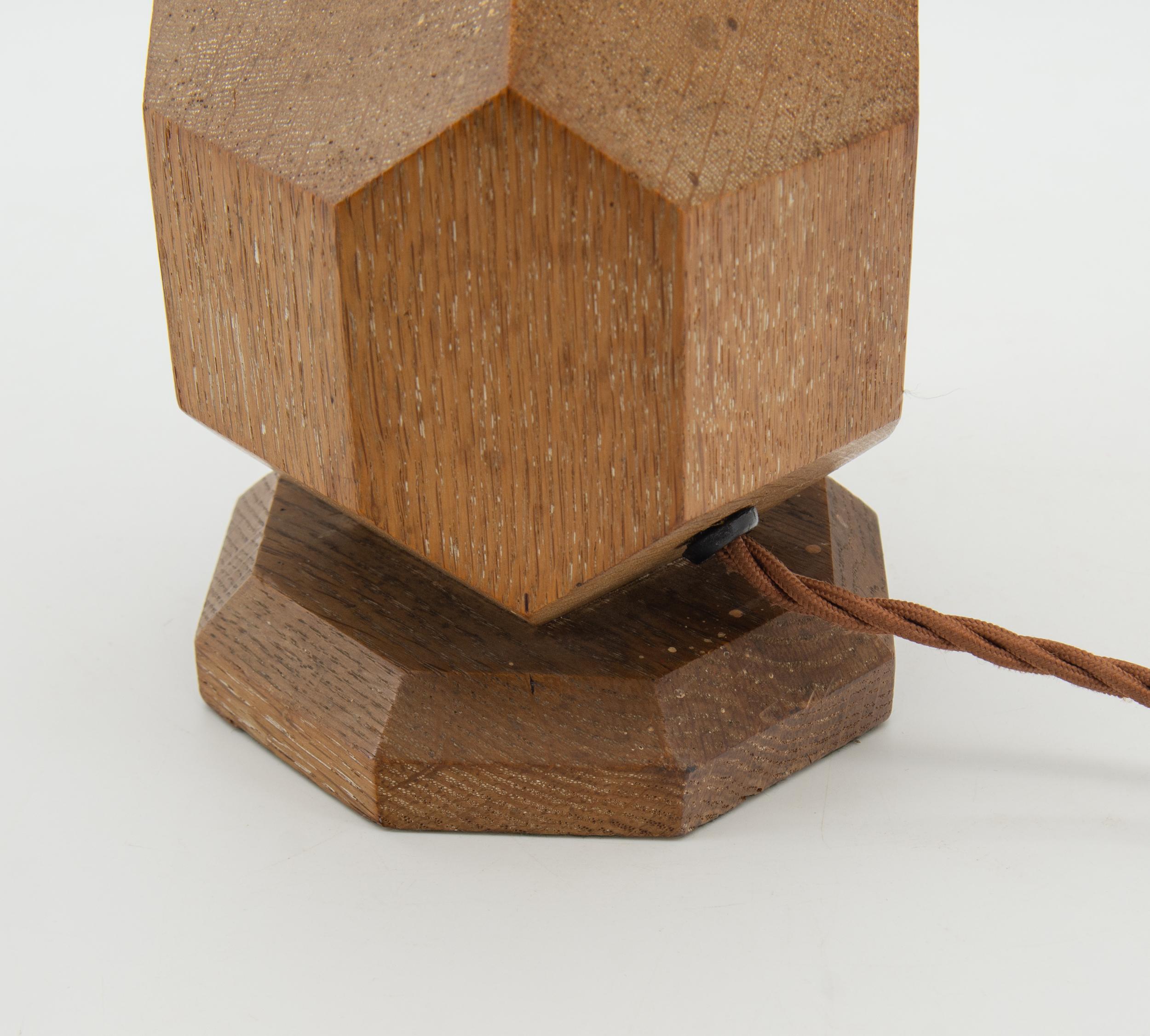 20th Century 1930's Limed Oak Geometric Form Table Lamp Attributed To Heals