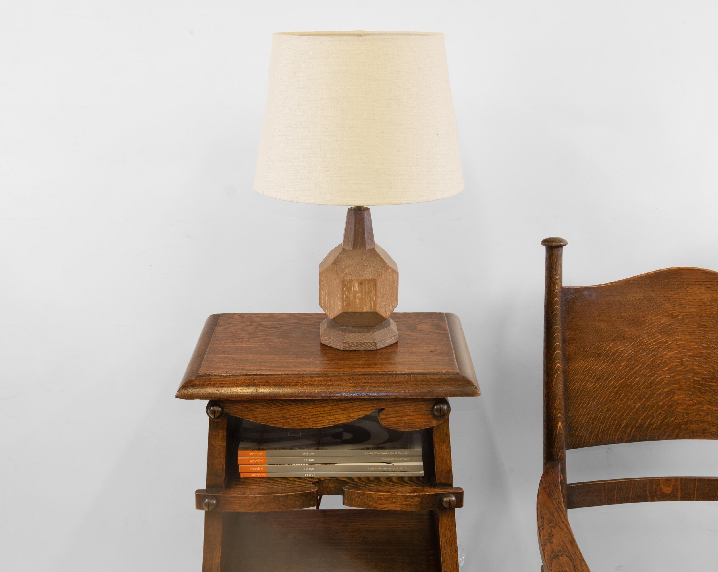 1930's Limed Oak Geometric Form Table Lamp Attributed To Heals 3