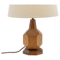 1930's Limed Oak Geometric Form Table Lamp Attributed To Heals