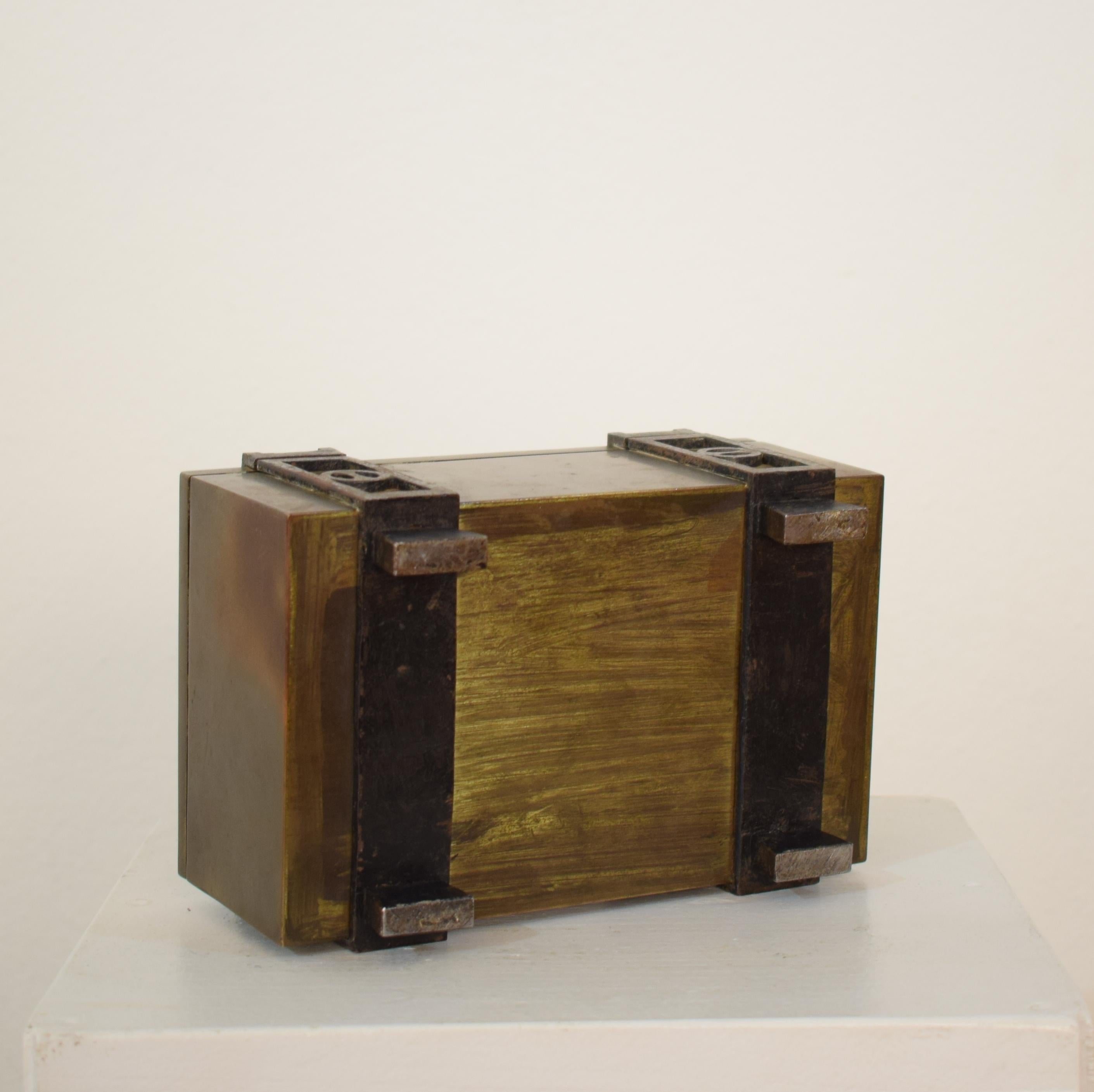 Mid-Century Little Jewelry Box in Brass and lacquered Metal by Greta Grossman 1