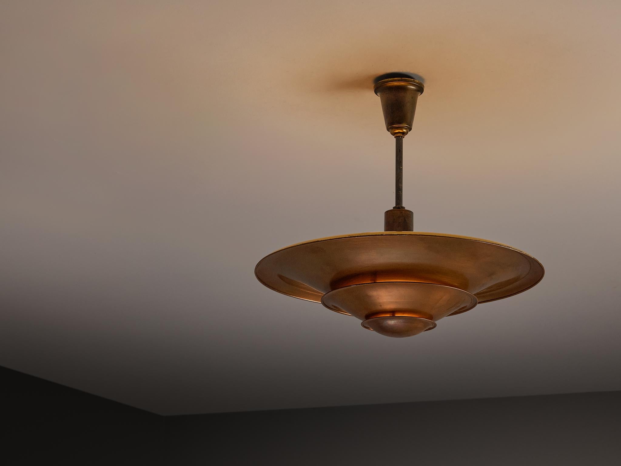 1930s Louis Poulsen Ceiling Light in Copper In condizioni buone in vendita a Waalwijk, NL