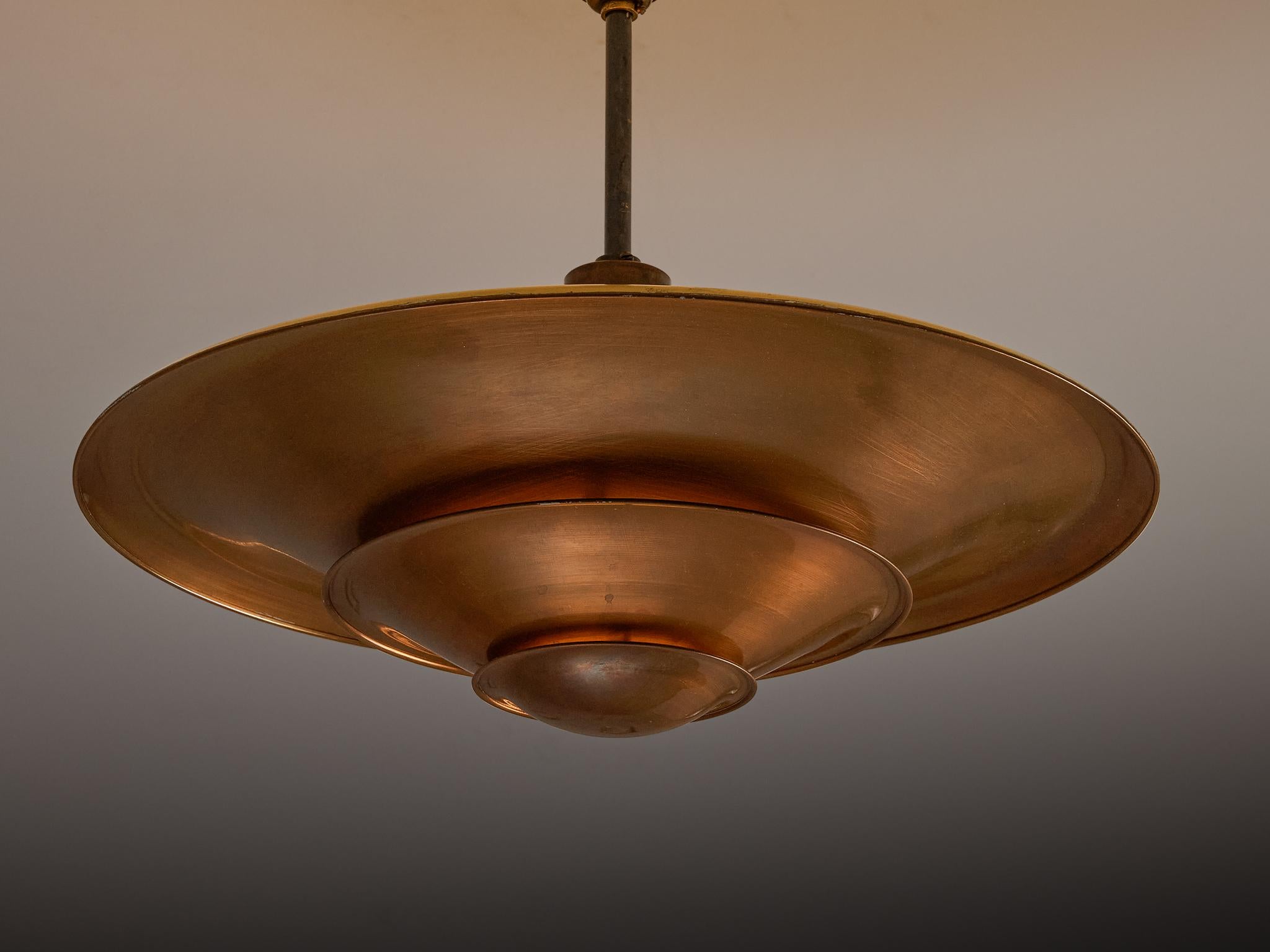 Metà XX secolo 1930s Louis Poulsen Ceiling Light in Copper in vendita