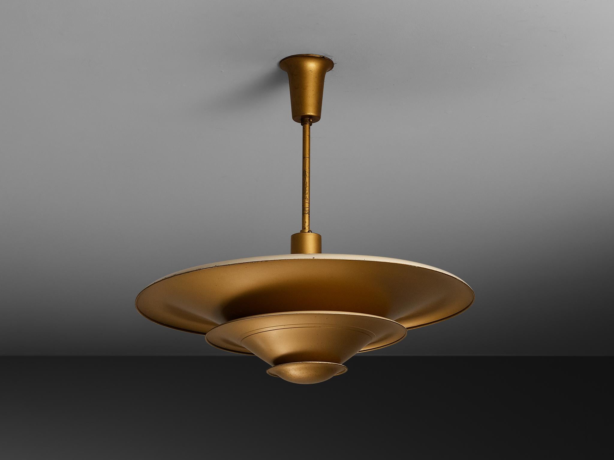 1930s Louis Poulsen Ceiling Light in Golden Painted Copper in vendita 3