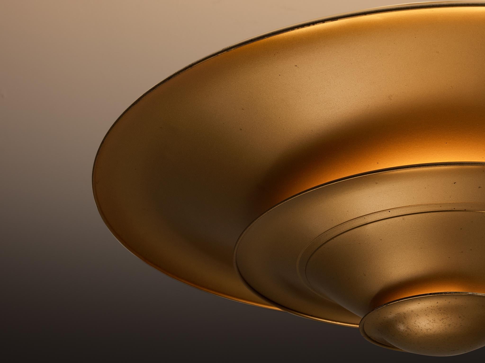 Scandinavo moderno 1930s Louis Poulsen Ceiling Light in Golden Painted Copper in vendita