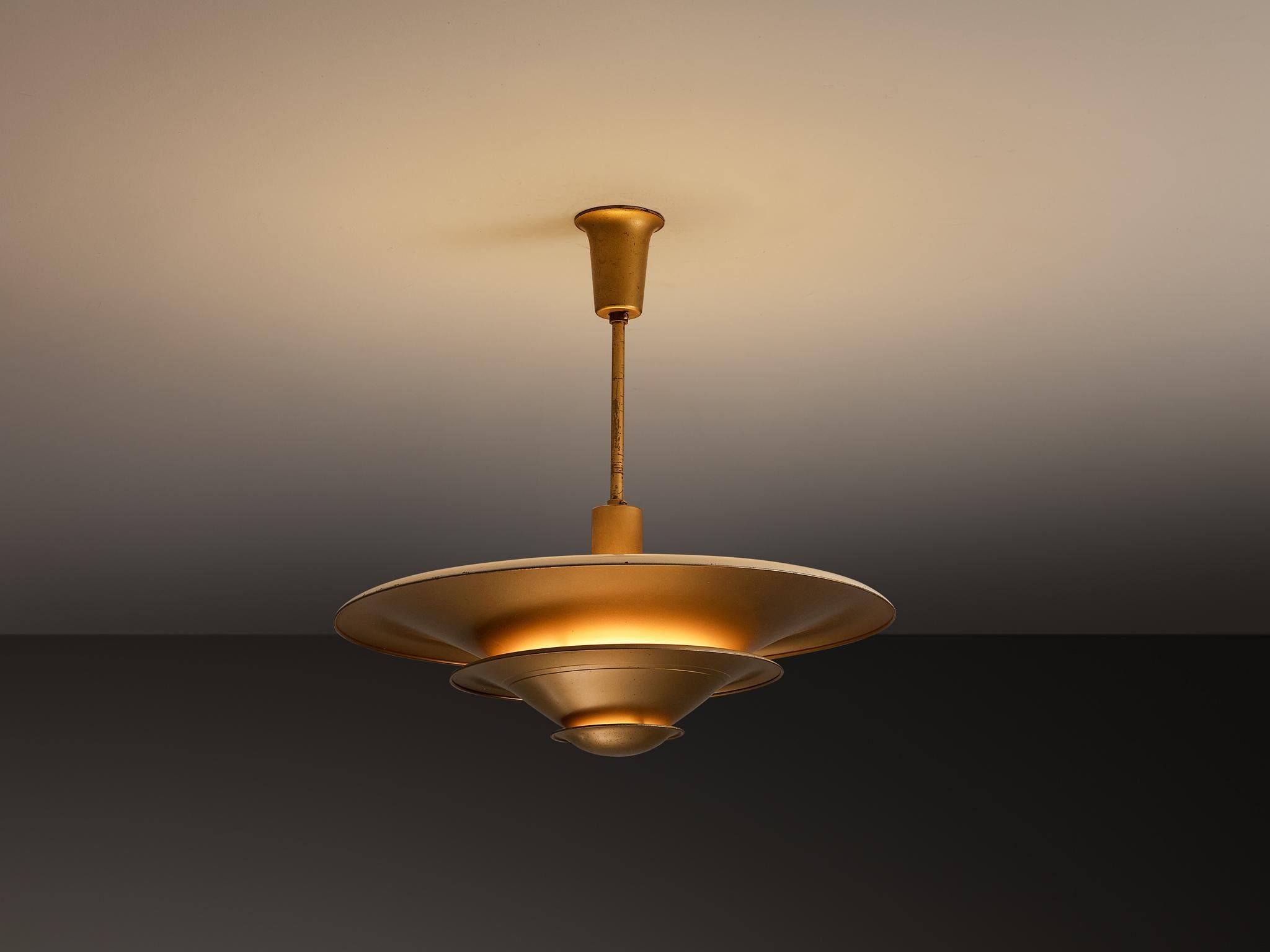 Danese 1930s Louis Poulsen Ceiling Light in Golden Painted Copper in vendita