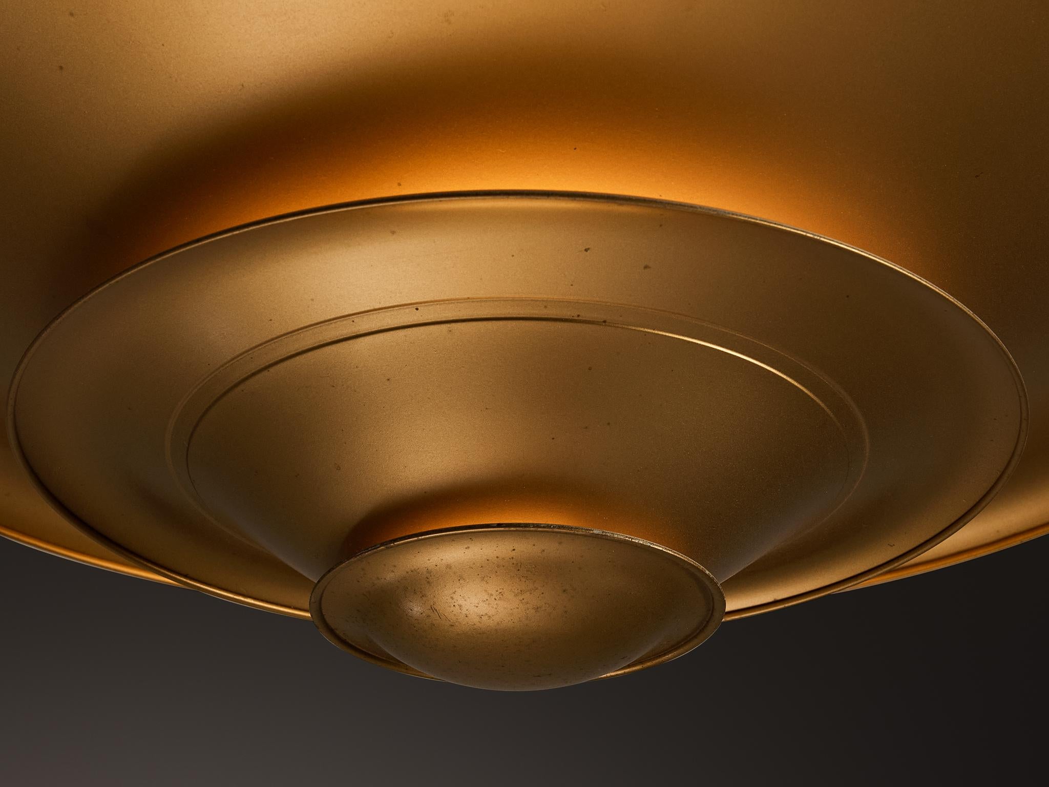 Metà XX secolo 1930s Louis Poulsen Ceiling Light in Golden Painted Copper in vendita