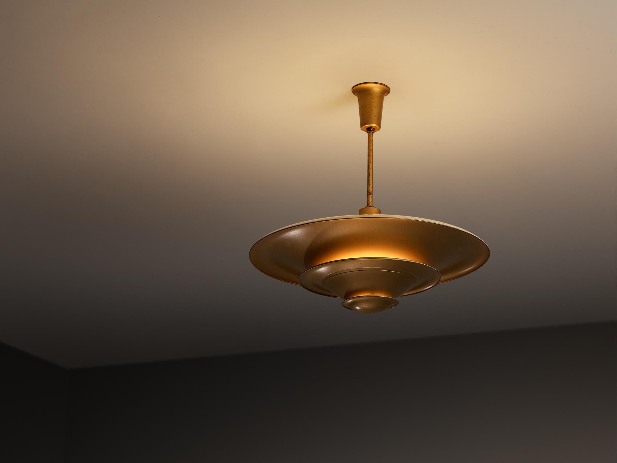 Rame 1930s Louis Poulsen Ceiling Light in Golden Painted Copper in vendita