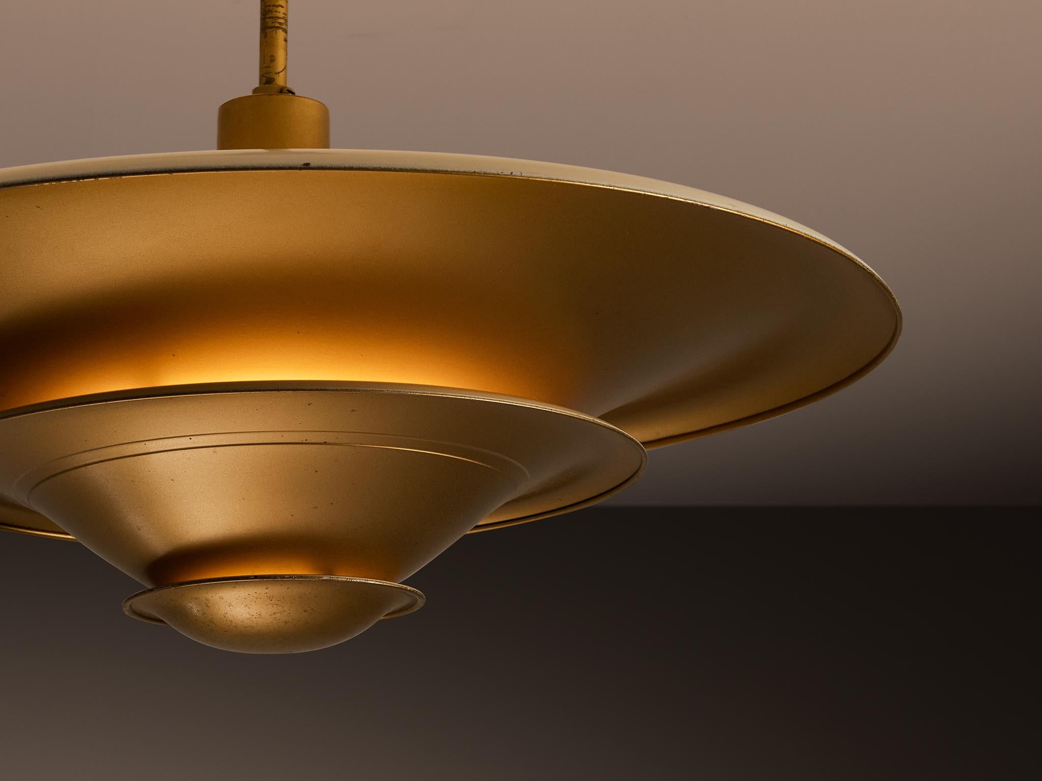 1930s Louis Poulsen Ceiling Light in Golden Painted Copper in vendita 1