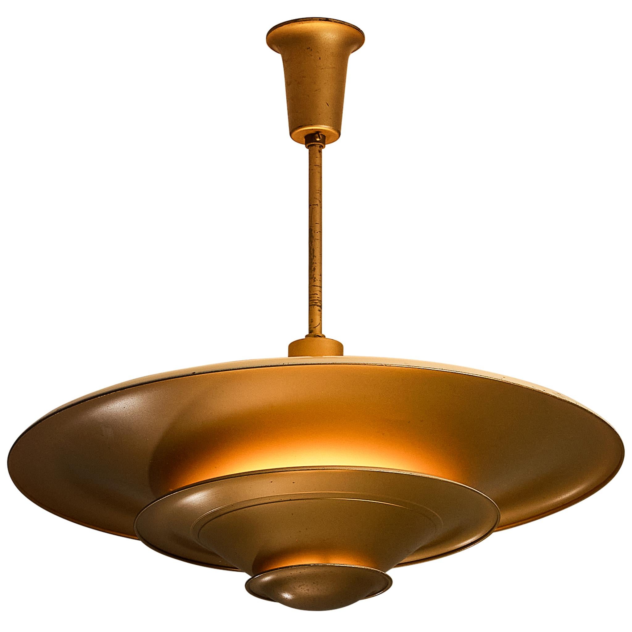 1930s Louis Poulsen Ceiling Light in Golden Painted Copper in vendita