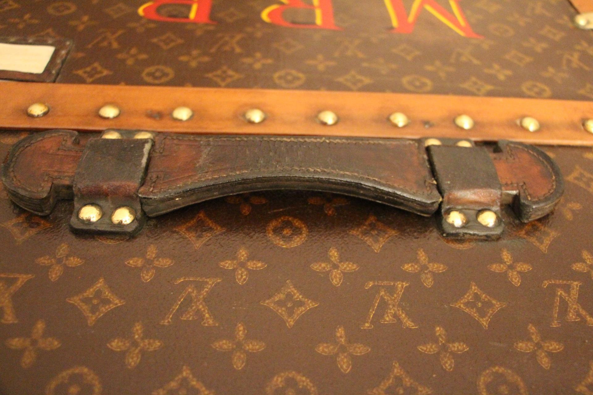 1930s Louis Vuitton Monogram Canvas and Brass Fittings Wardrobe Steamer Trunk 8