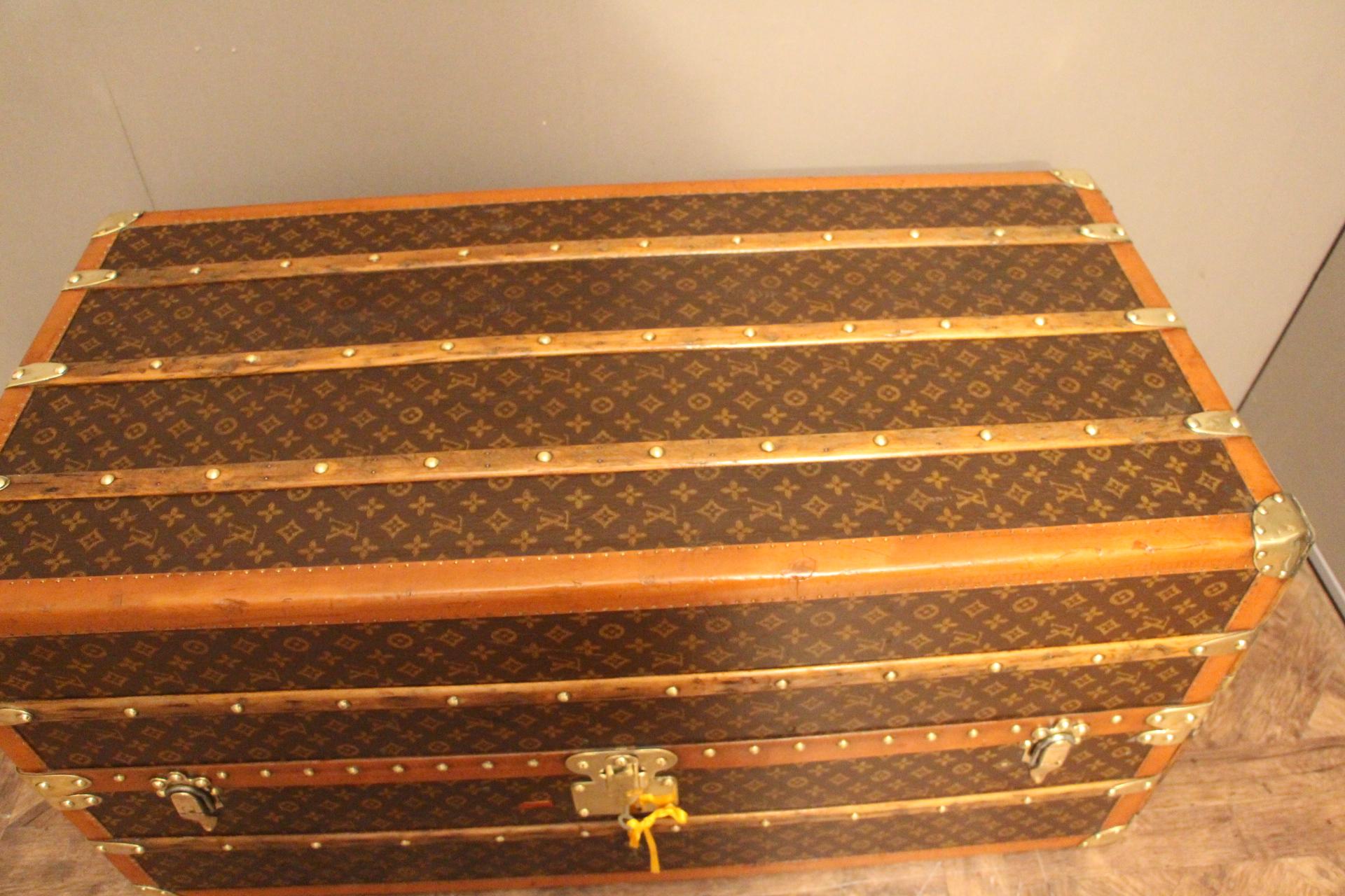 1930s Louis Vuitton Monogram Canvas and Brass Fittings Wardrobe Steamer Trunk 1