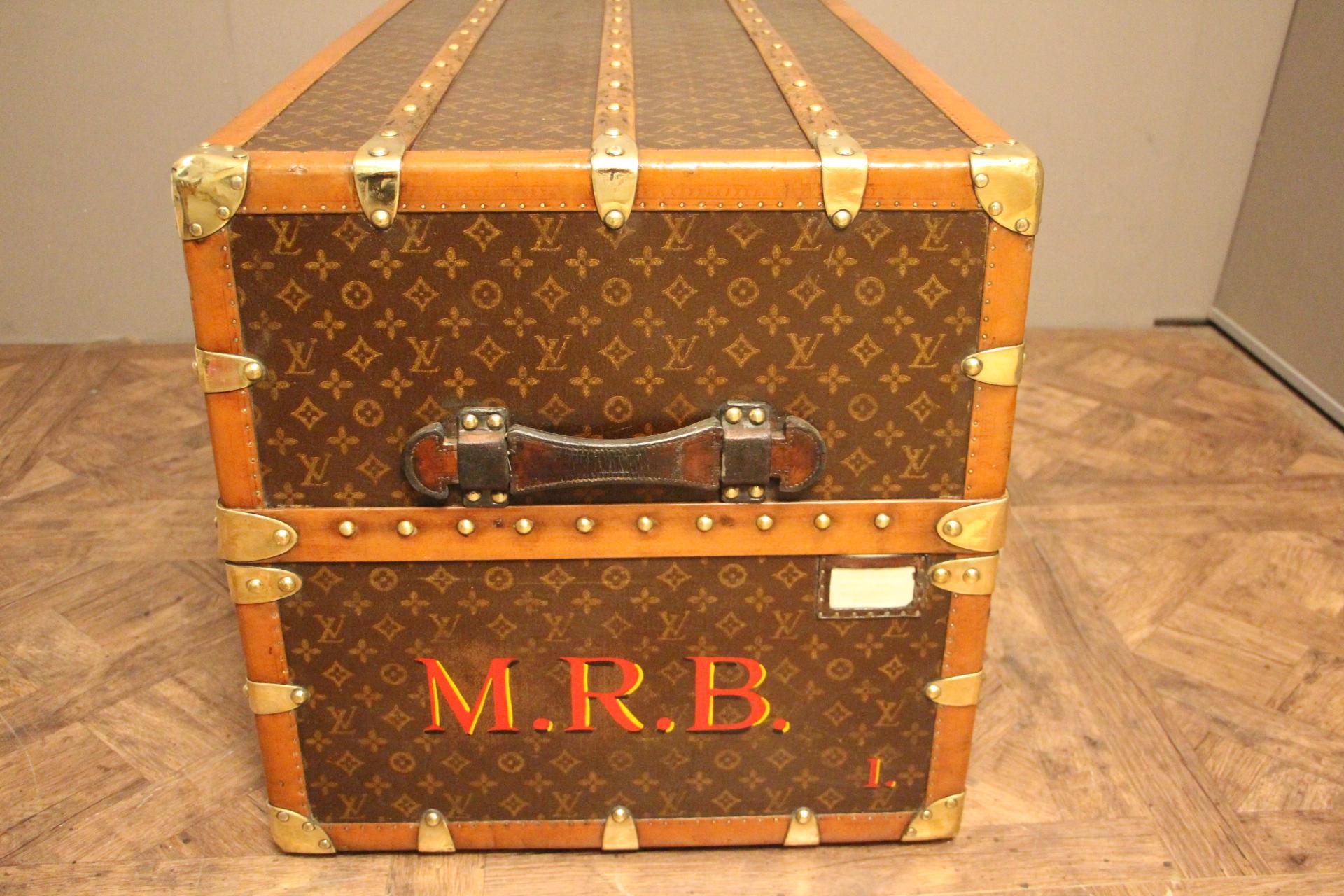 1930s Louis Vuitton Monogram Canvas and Brass Fittings Wardrobe Steamer Trunk 2
