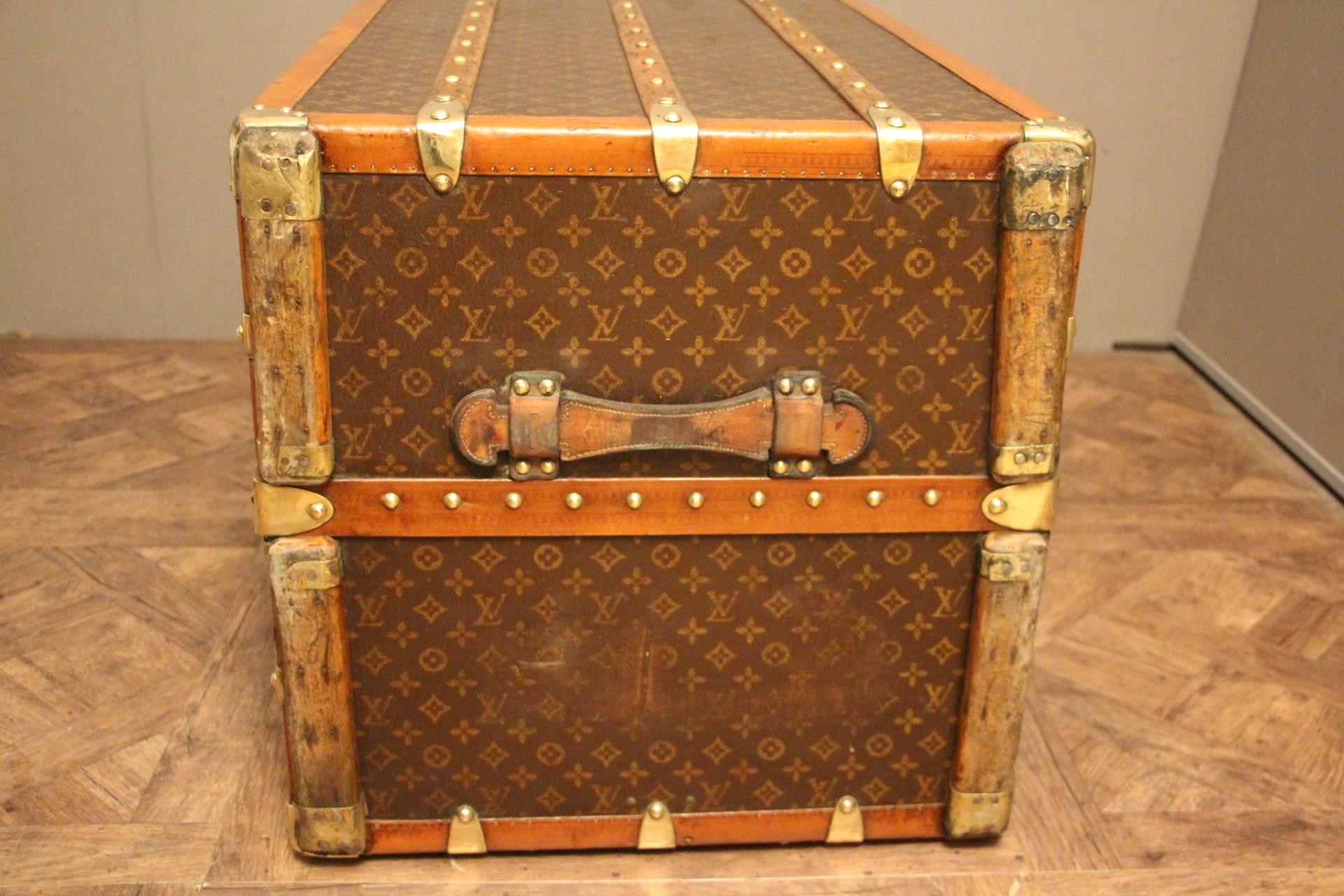 1930s Louis Vuitton Monogram Canvas and Brass Fittings Wardrobe Steamer Trunk 3