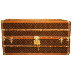 1930s Louis Vuitton Monogram Canvas and Brass Fittings Wardrobe Steamer Trunk