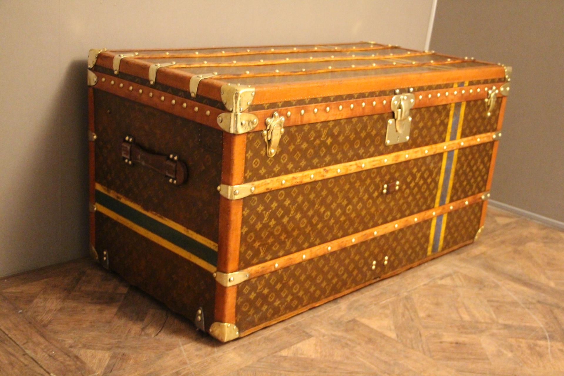 French 1930s Louis Vuitton Monogramm Steamer Trunk, Malle Louis Vuitton