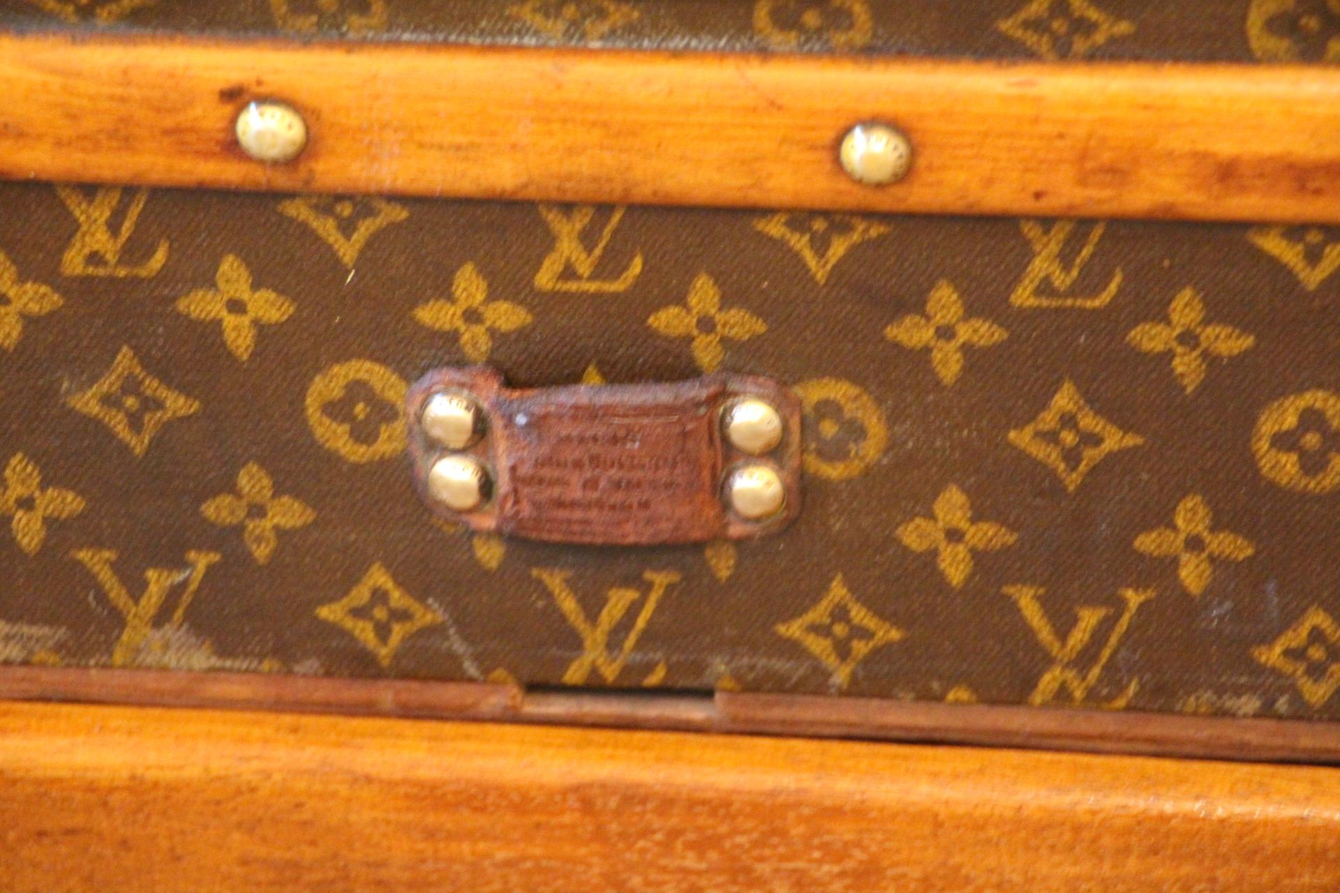 Brass 1930s Louis Vuitton Stenciled Monogram Cabin Steamer Trunk, Louis Vuitton Trunk