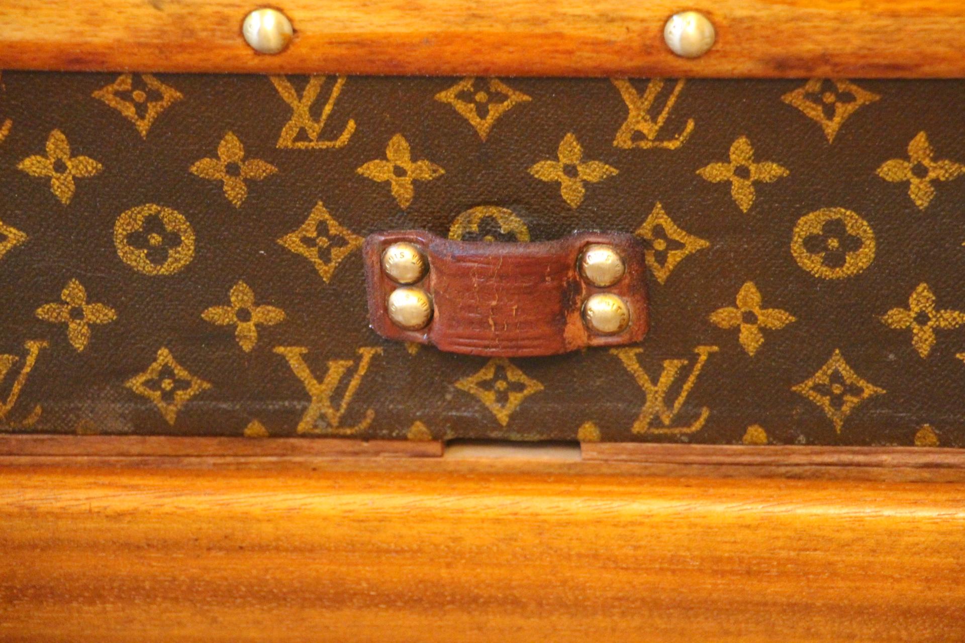 Brass 1930s Louis Vuitton Stenciled Monogram Cabin Steamer Trunk, Louis Vuitton Trunk