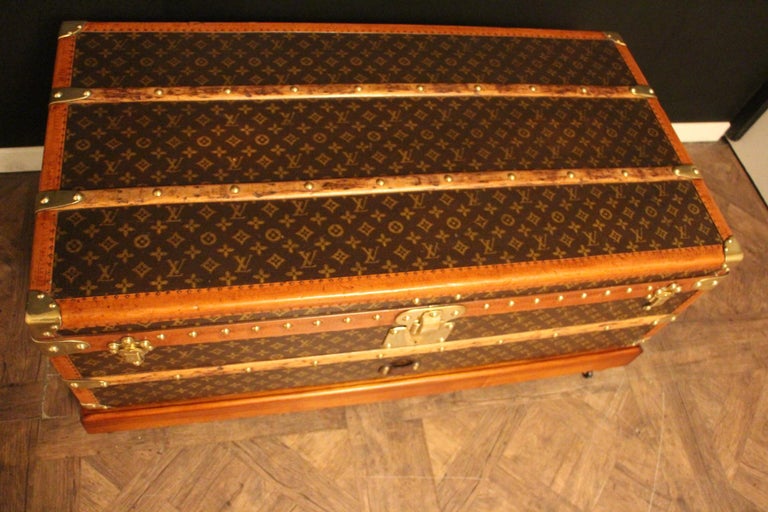 Brass 1930s Louis Vuitton Stenciled Monogram Cabin Steamer Trunk, Louis Vuitton Trunk For Sale