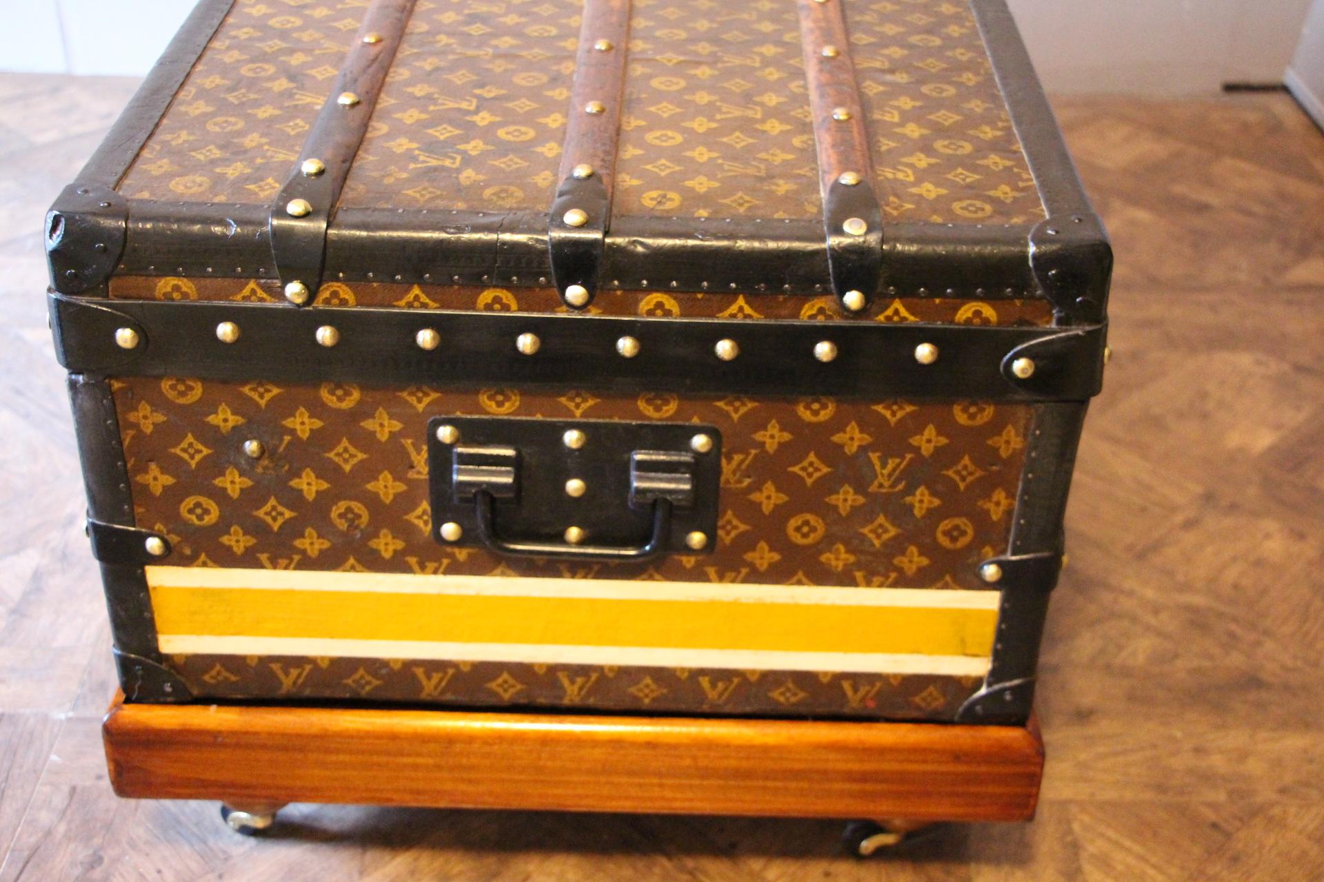 Brass 1930s Louis Vuitton Stenciled Monogram Cabin Steamer Trunk, Louis Vuitton Trunk