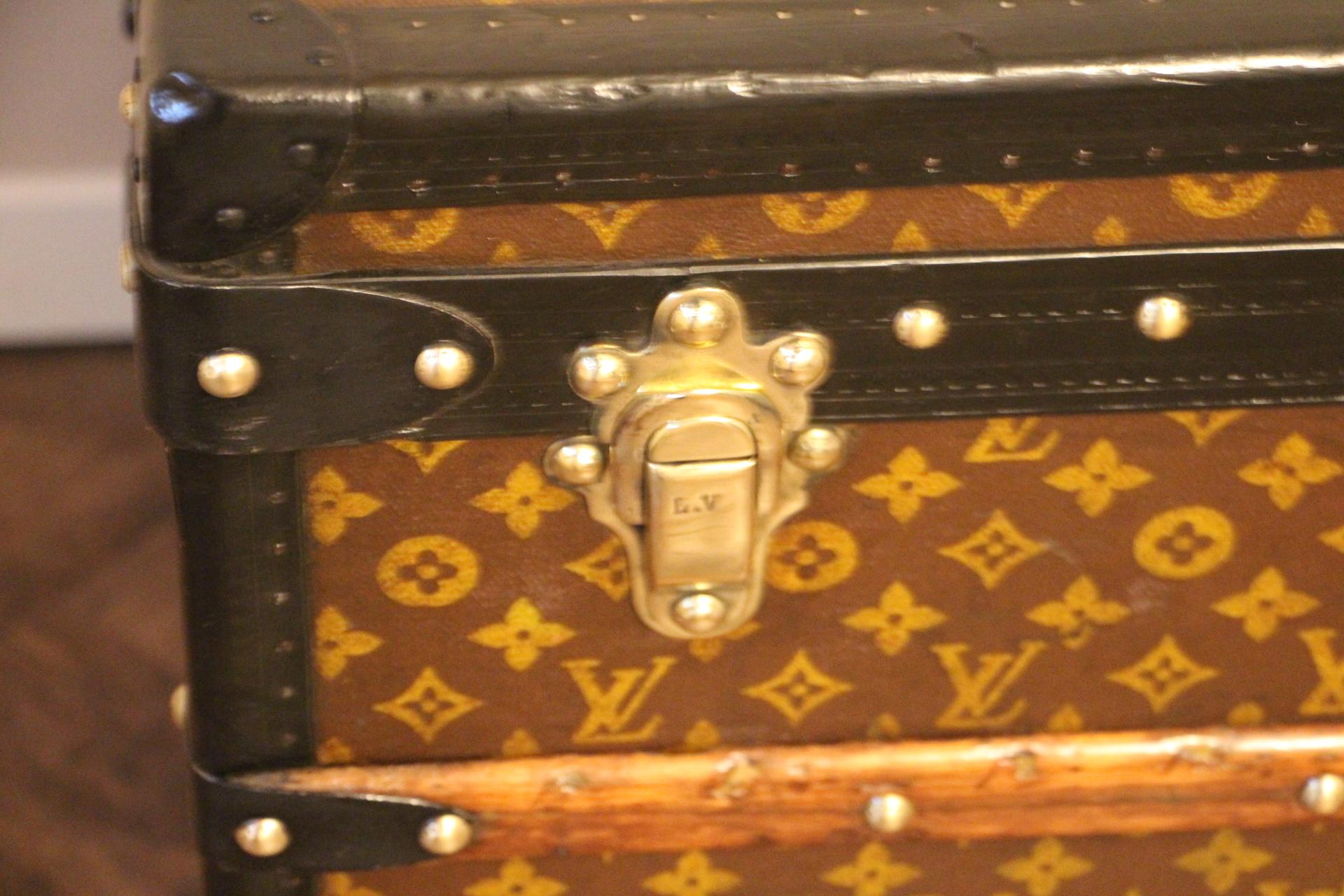 French 1930s Louis Vuitton Trunk in Monogram Canvas, Louis Vuitton Steamer Trunk