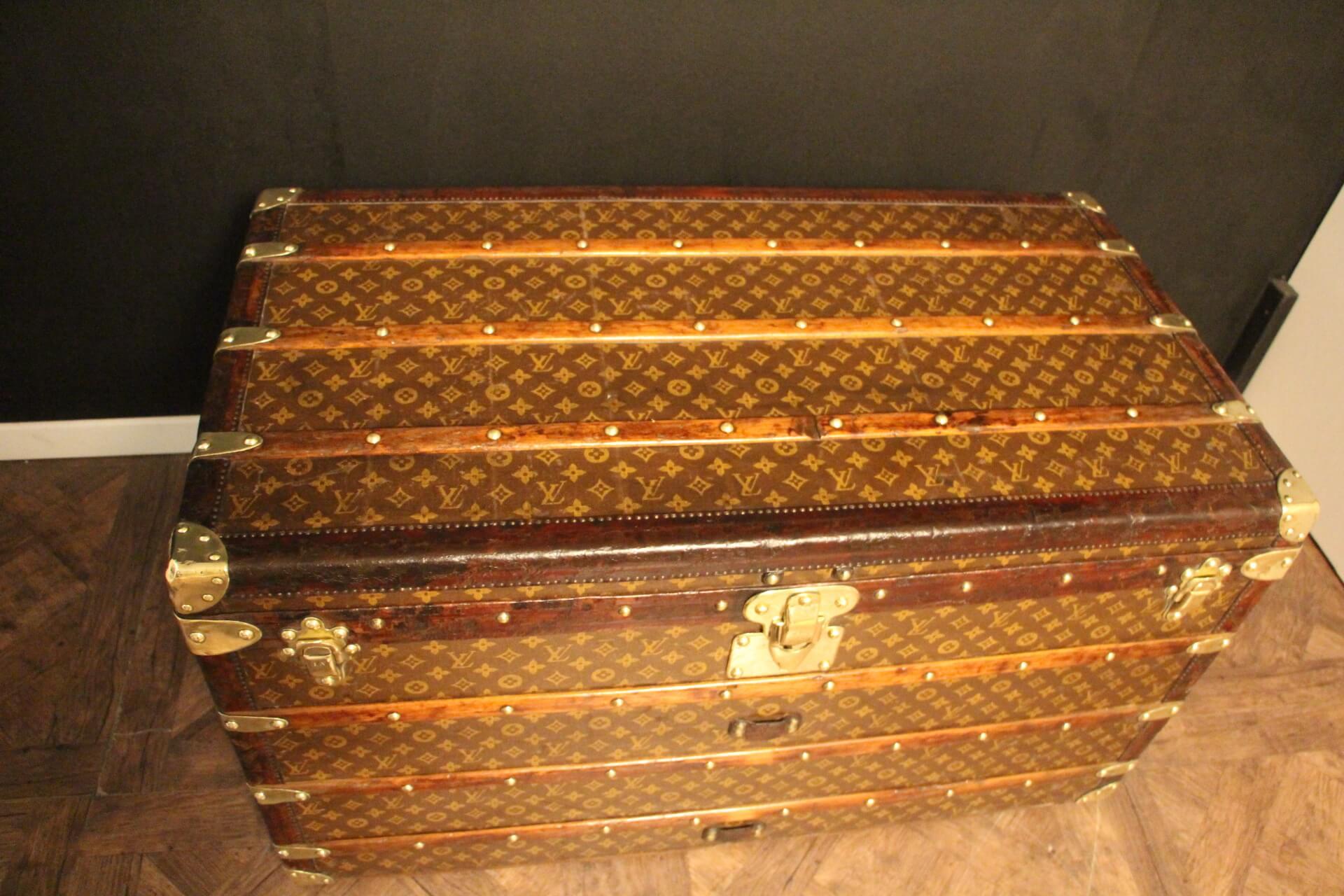 Brass 1930's Louis Vuitton Trunk, Louis Vuitton Courrier Steamer Trunk