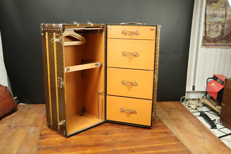 1930s Louis Vuitton Wardrobe Monogram Trunk with Secrets For Sale at 1stdibs
