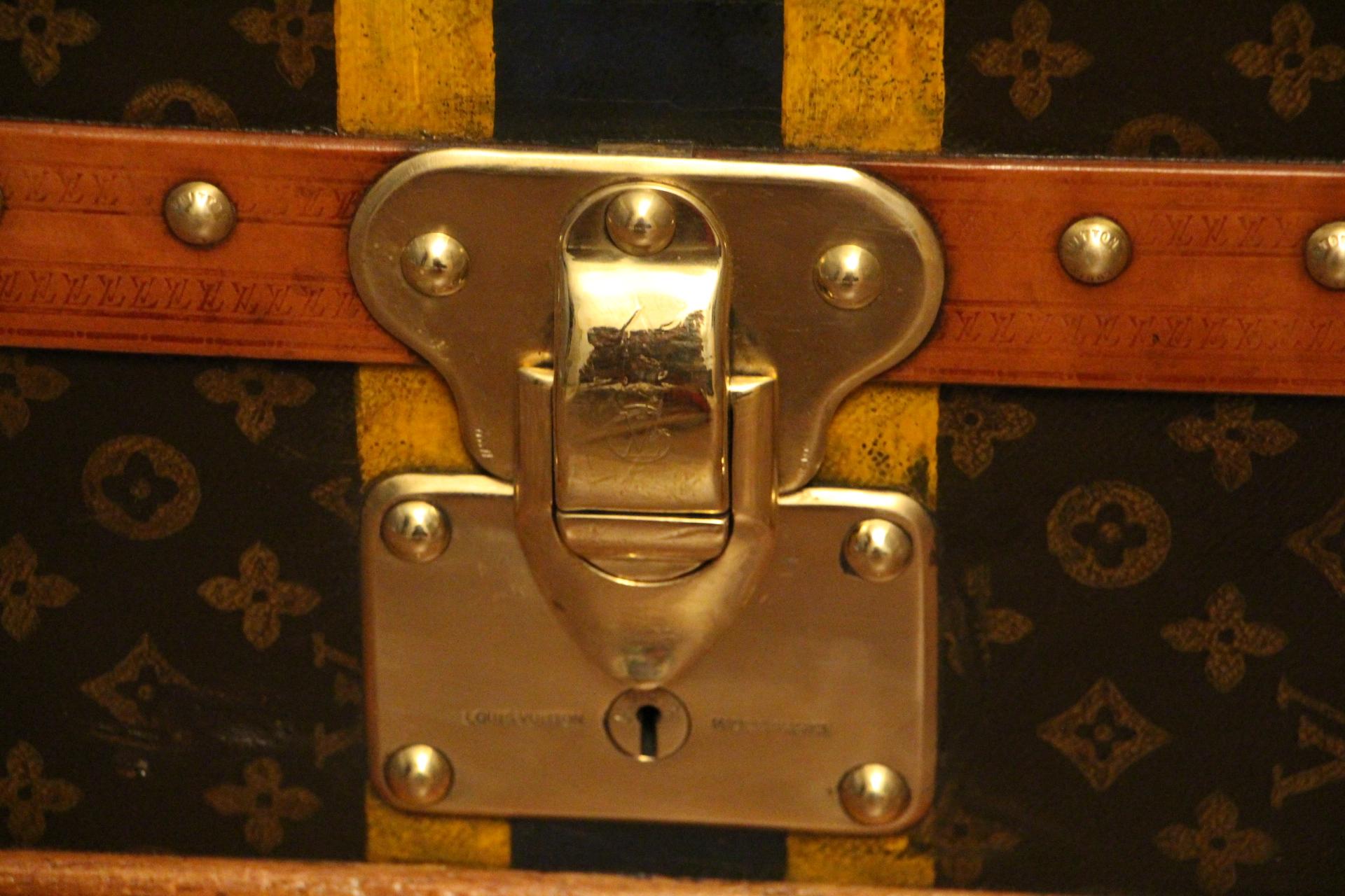 Brass 1930s Louis Vuitton Wardrobe Trunk in Monogram, Double Hanging Section