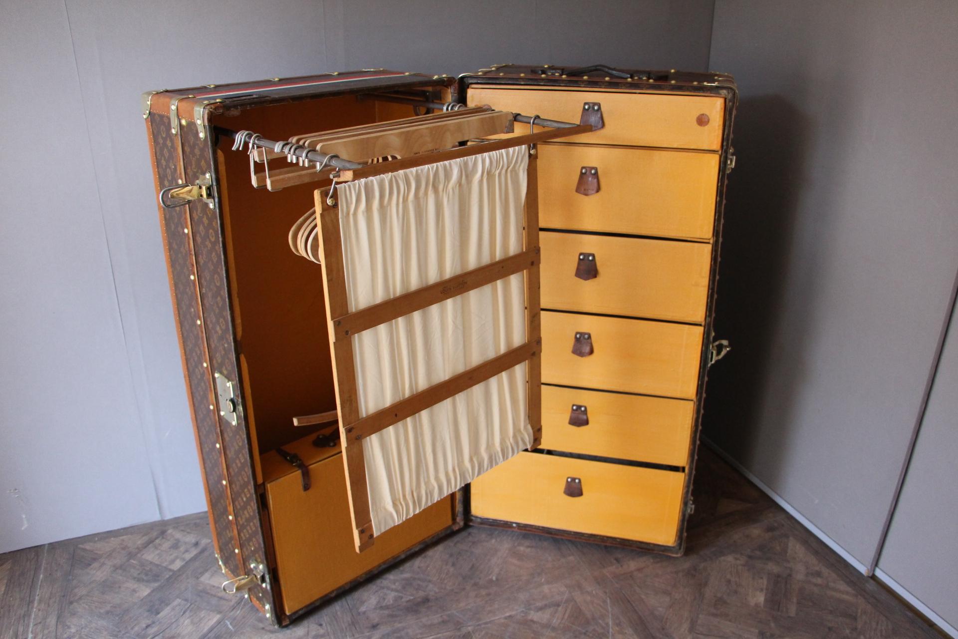 20th Century 1930s Louis Vuitton Wardrobe Trunk, Vuitton Trunk, Louis Vuitton Steamer Trunk