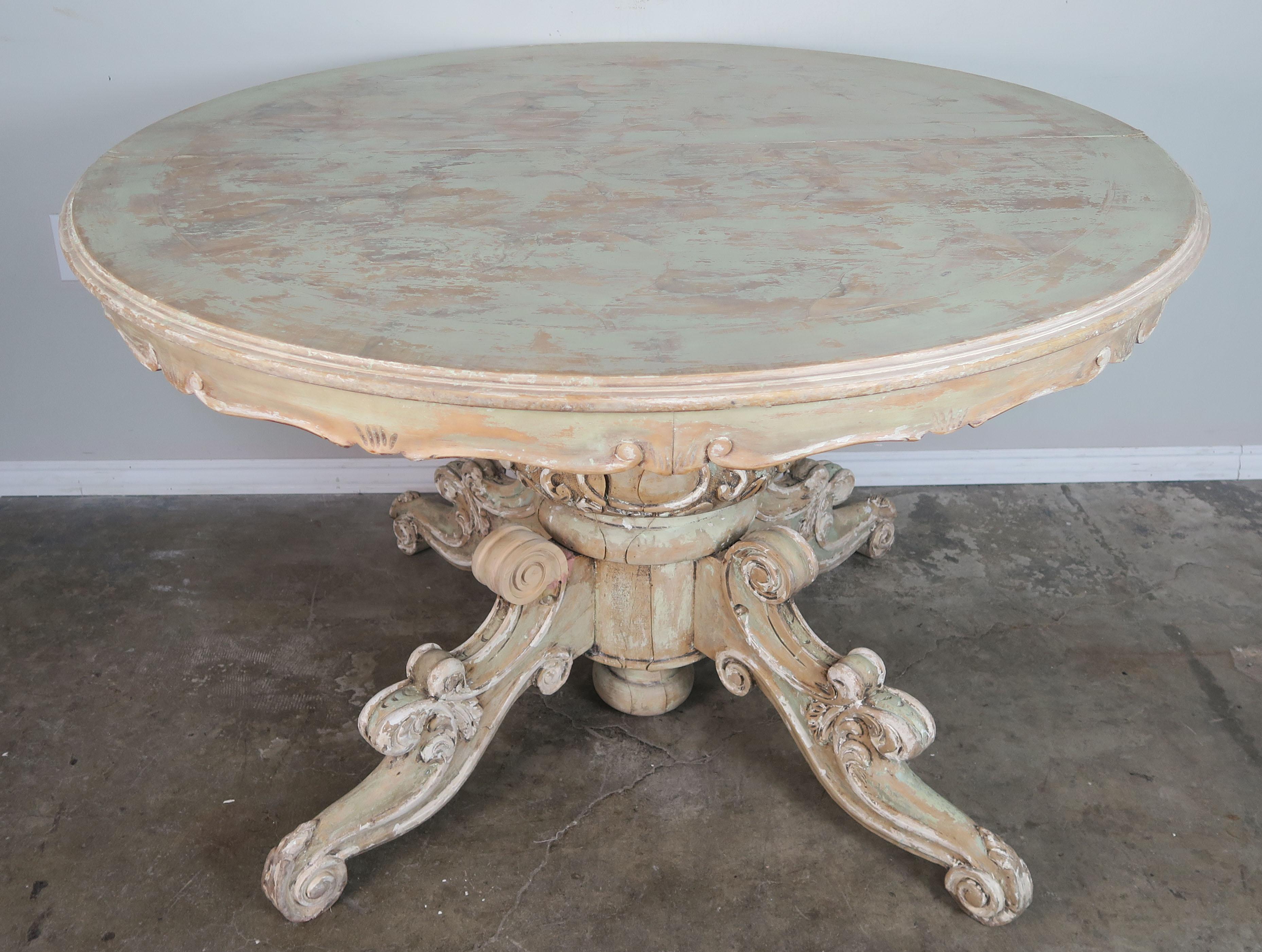 Bleached 1930s Louis XV Painted French Dining Table