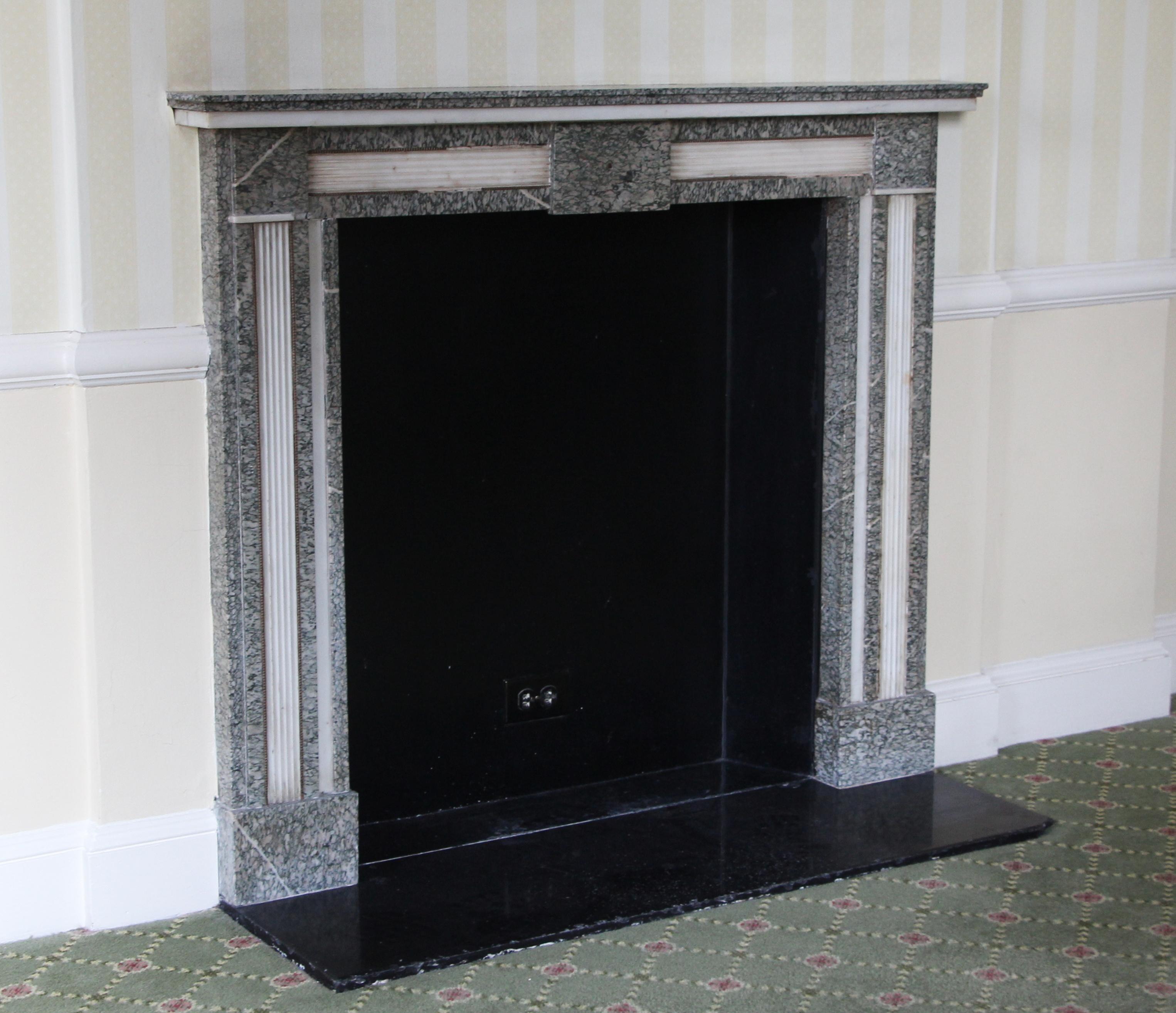 European 1930s Louis XV Petite French Gray & White Marble Mantel from the Waldorf Astoria