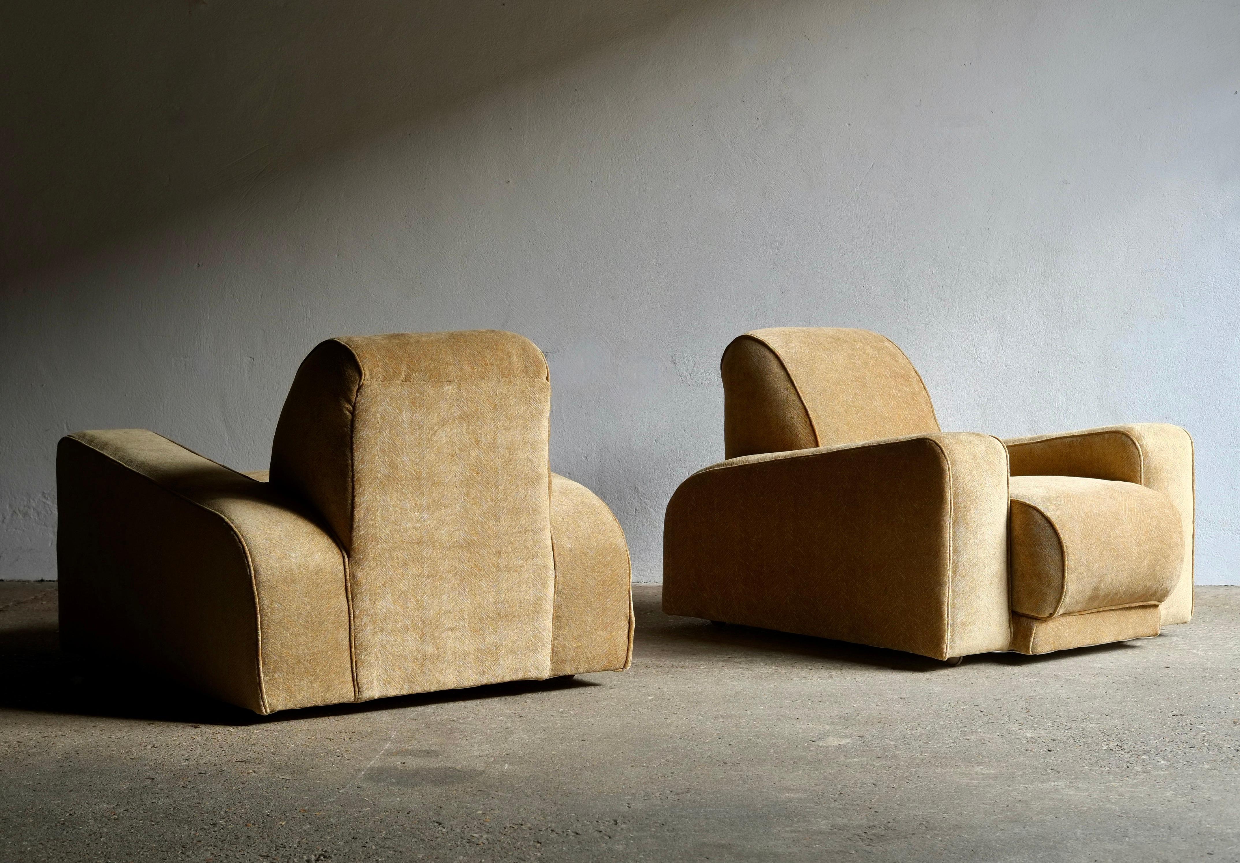Fabric 1930's Lounge Chairs Attributed To The Bowman Brothers