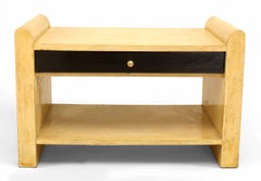 Italian White Parchment Veneer Low End Table