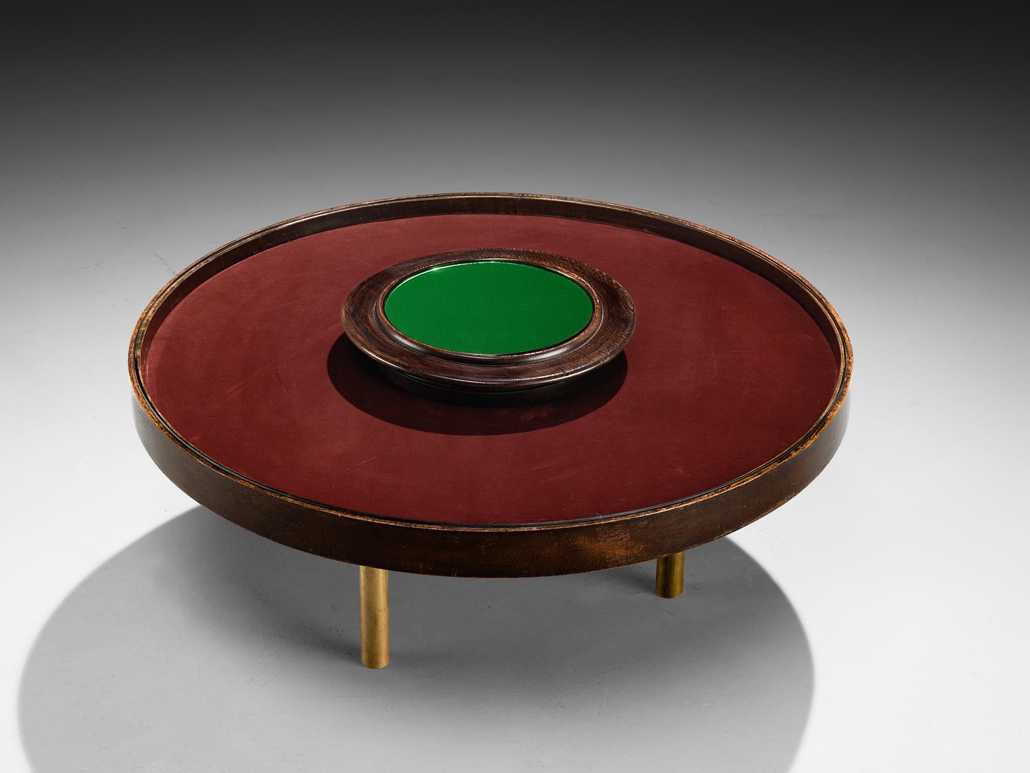 Laiton Table basse Luigi Fontana & C. des années 1930 en verre cristal, chêne et laiton en vente