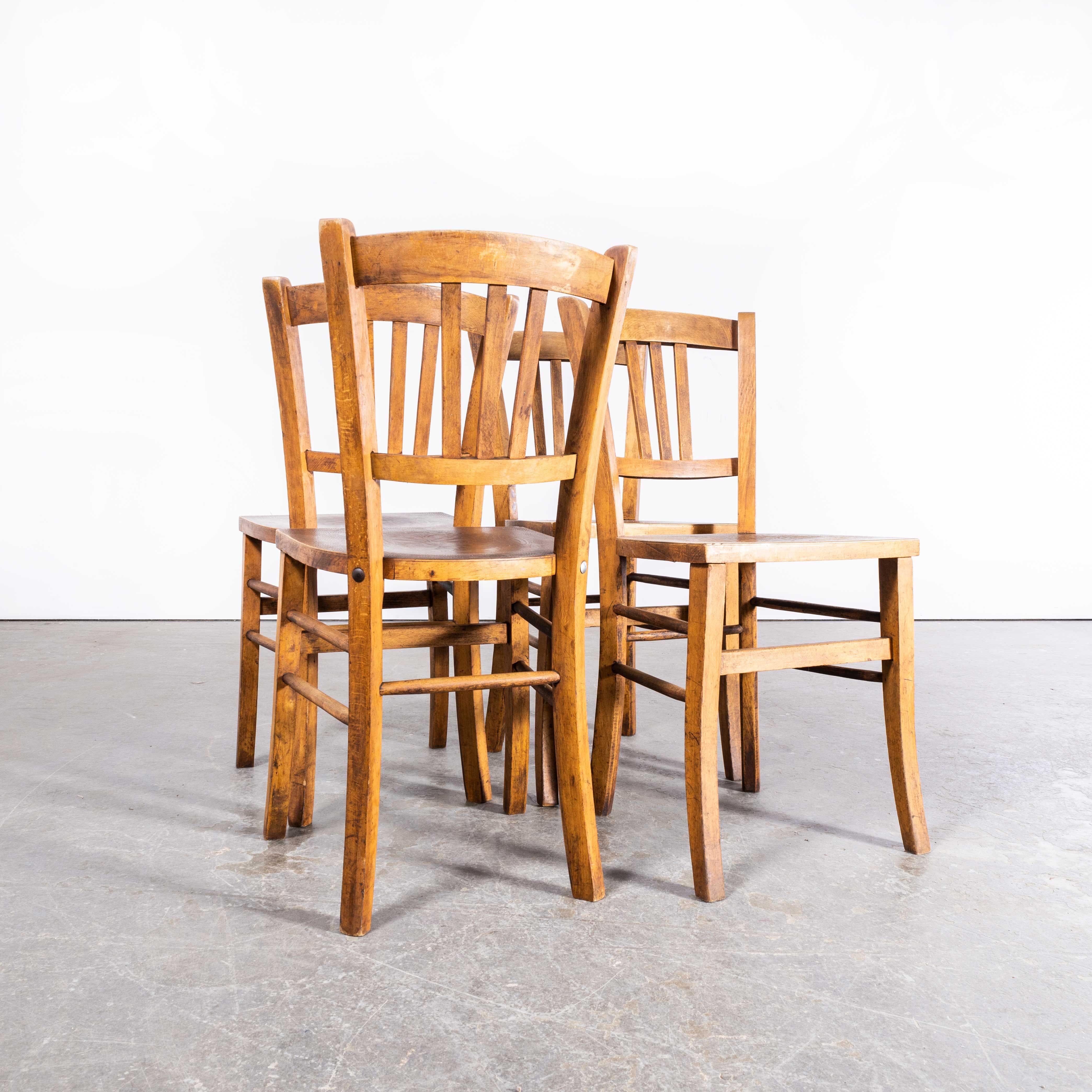 1930s Luterma Embossed Seat Bentwood Dining Chair, Set of Four For Sale 5
