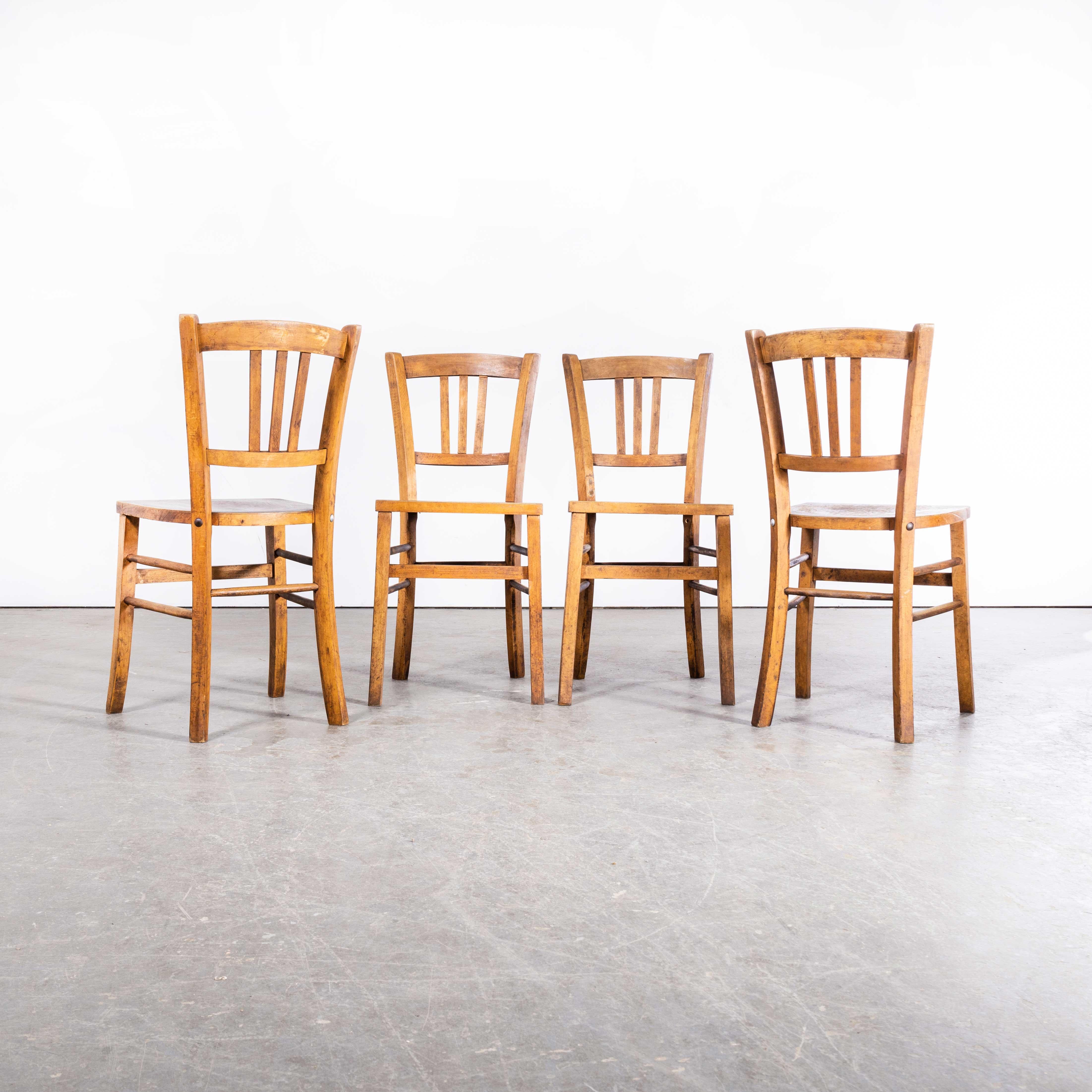 1930s Luterma Embossed Seat Bentwood Dining Chair, Set of Four For Sale 2