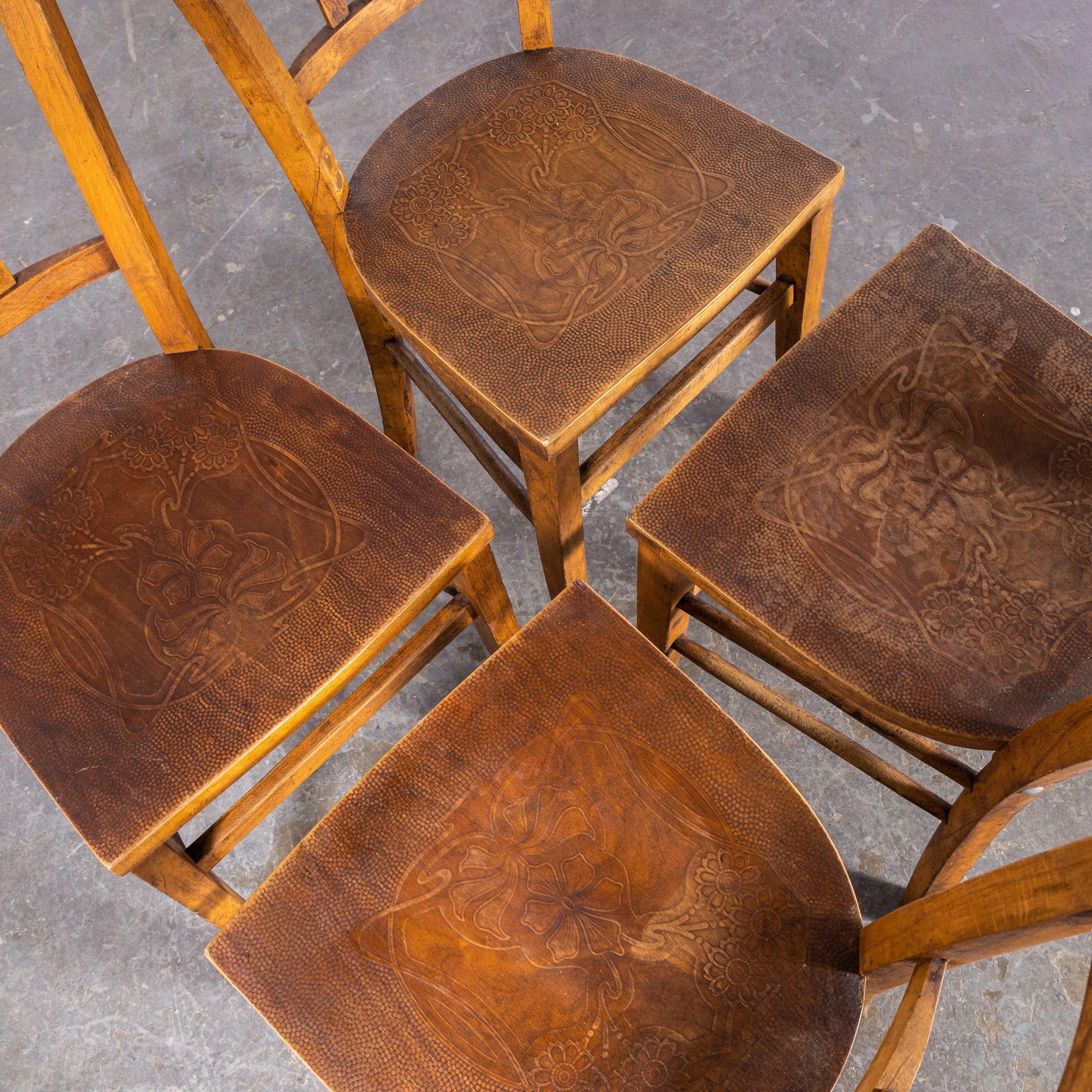 1930s Luterma Embossed Seat Bentwood Dining Chair, Set of Four For Sale 3