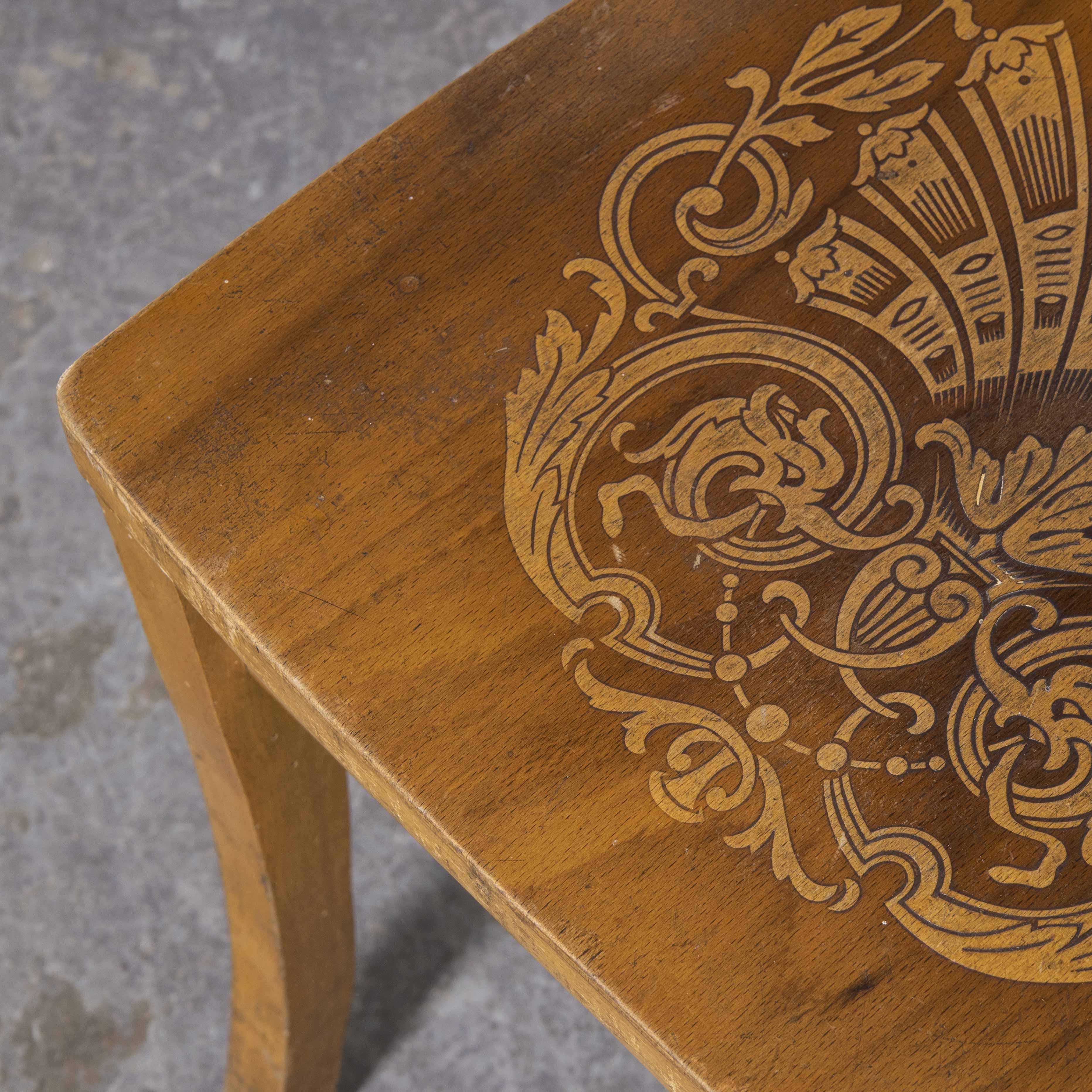 1930's Luterma Embossed Seat Bentwood Dining Chair, Set of Six 6