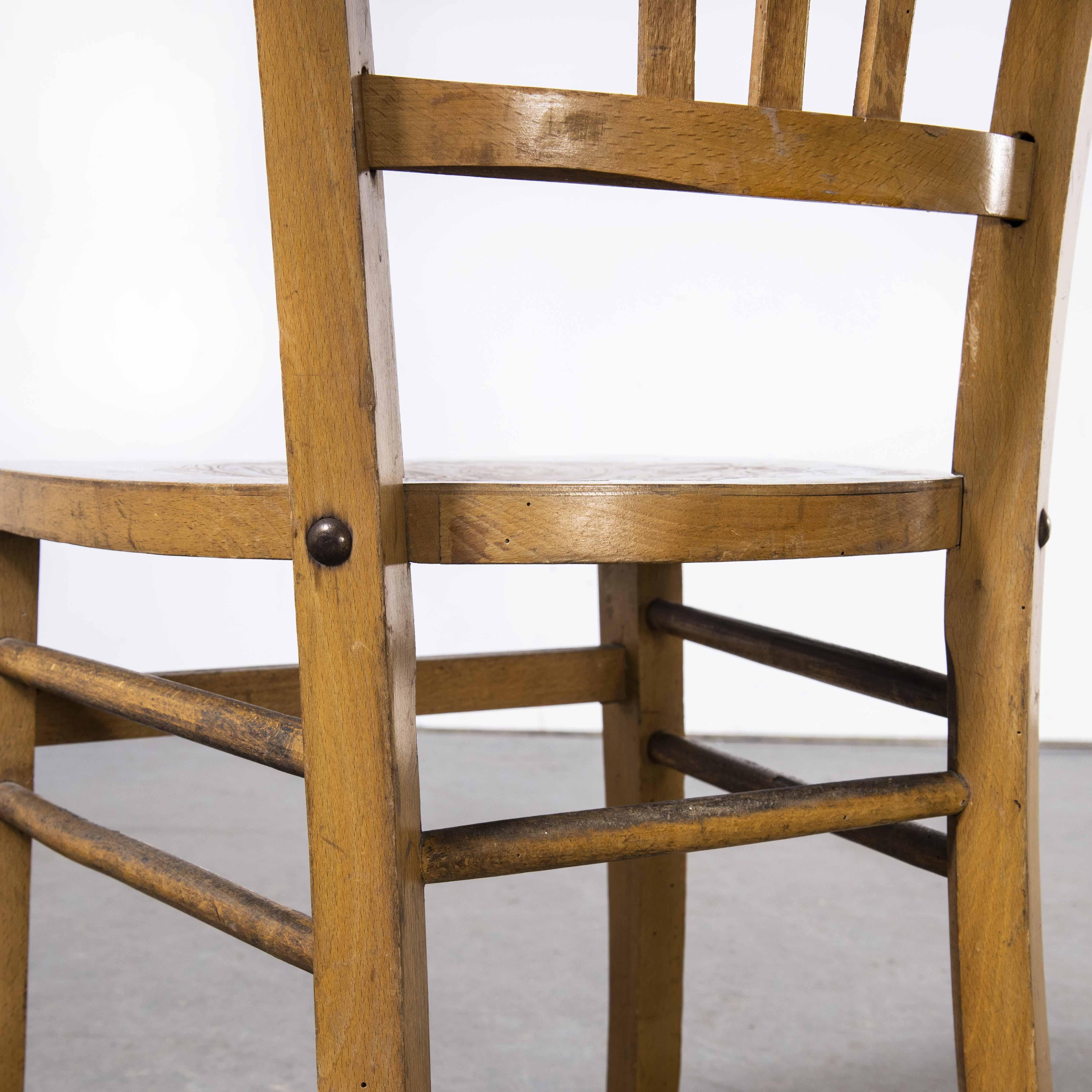 French 1930's Luterma Embossed Seat Bentwood Dining Chair, Set of Six