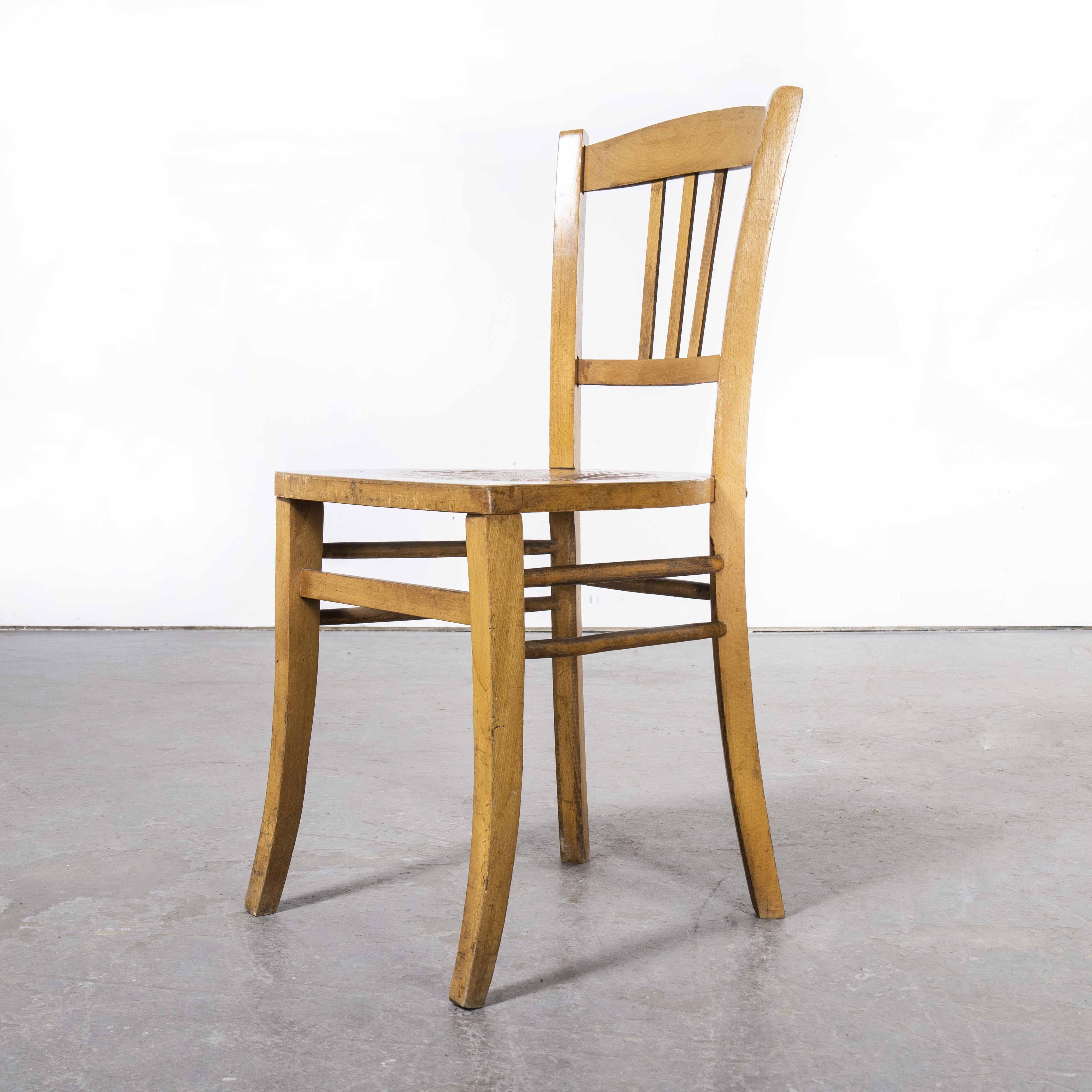 1930's Luterma Embossed Seat Bentwood Dining Chair, Set of Six In Good Condition In Hook, Hampshire